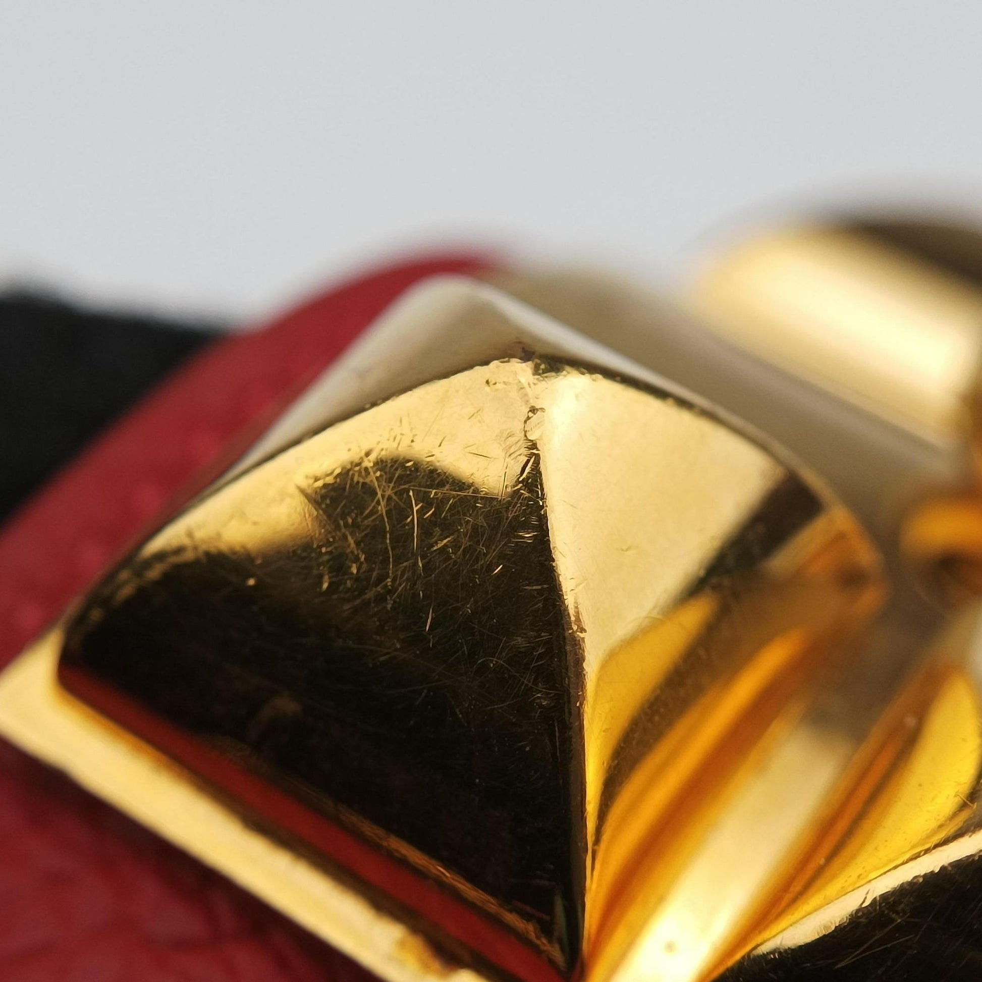 Collier de chien Red×golden Leather × GP SI▢Qコリエ ド シアン レッド×ゴールド レザー×GP SI▢Q