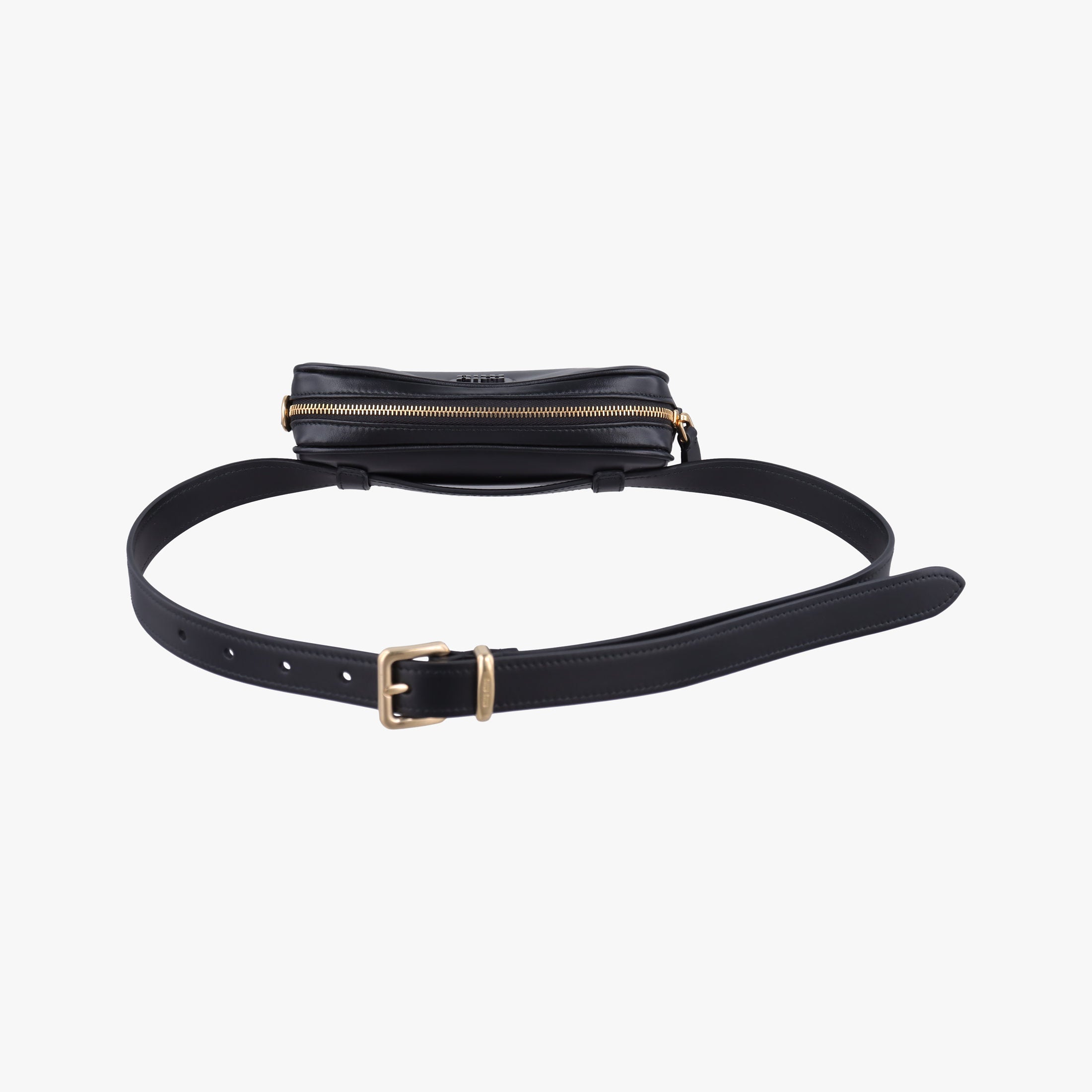 Logo belt Black leather DNP104ロゴベルト ブラック レザー DNP104