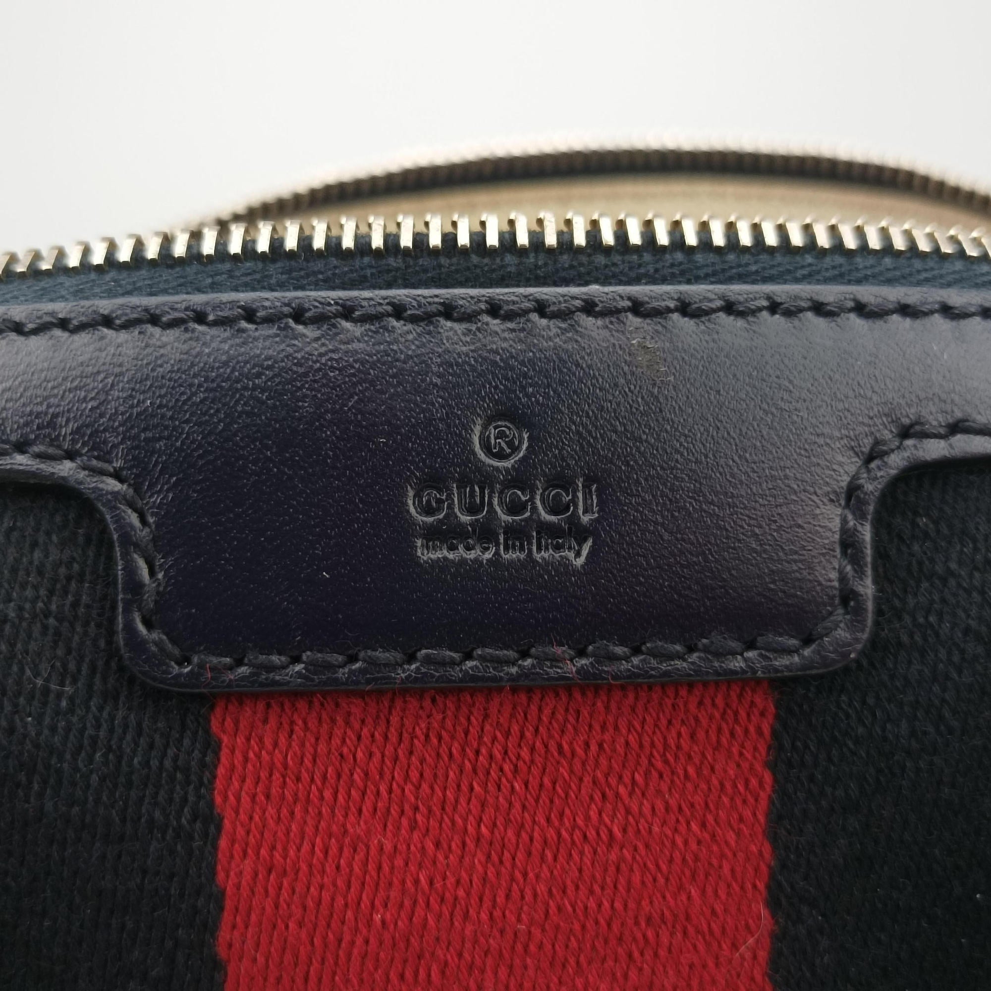 Sherry Line navy×red×beige Leather×canvas 269876 D014122371シェリーライン ネイビー×レッド×ベージュ レザー×キャンバス 269876 D014122371