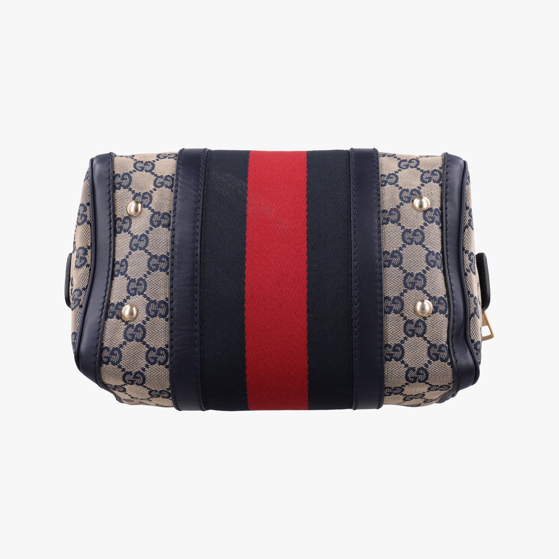 Sherry Line navy×red×beige Leather×canvas 269876 D014122371シェリーライン ネイビー×レッド×ベージュ レザー×キャンバス 269876 D014122371