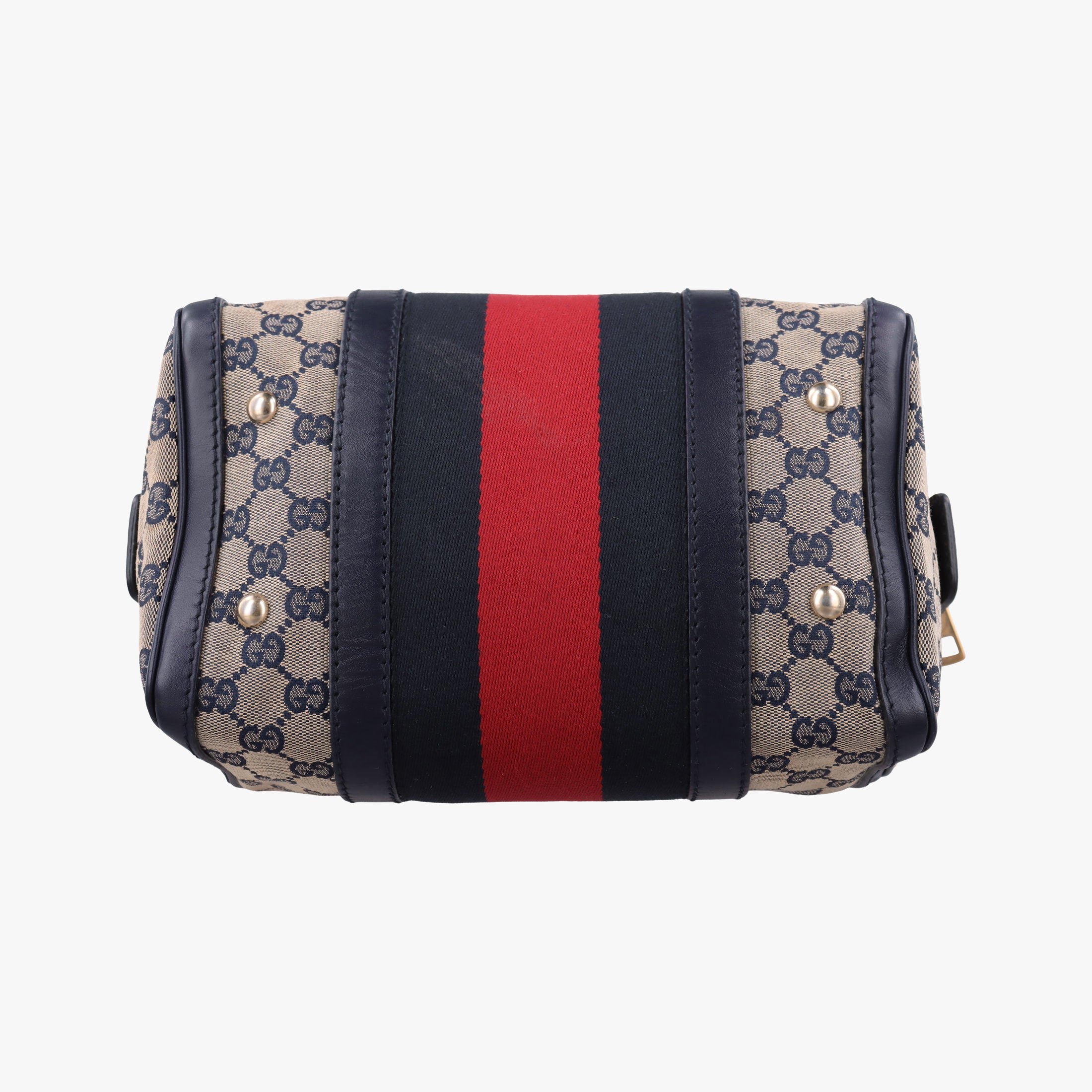 Sherry Line navy×red×beige Leather×canvas 269876 D014122371シェリーライン ネイビー×レッド×ベージュ レザー×キャンバス 269876 D014122371