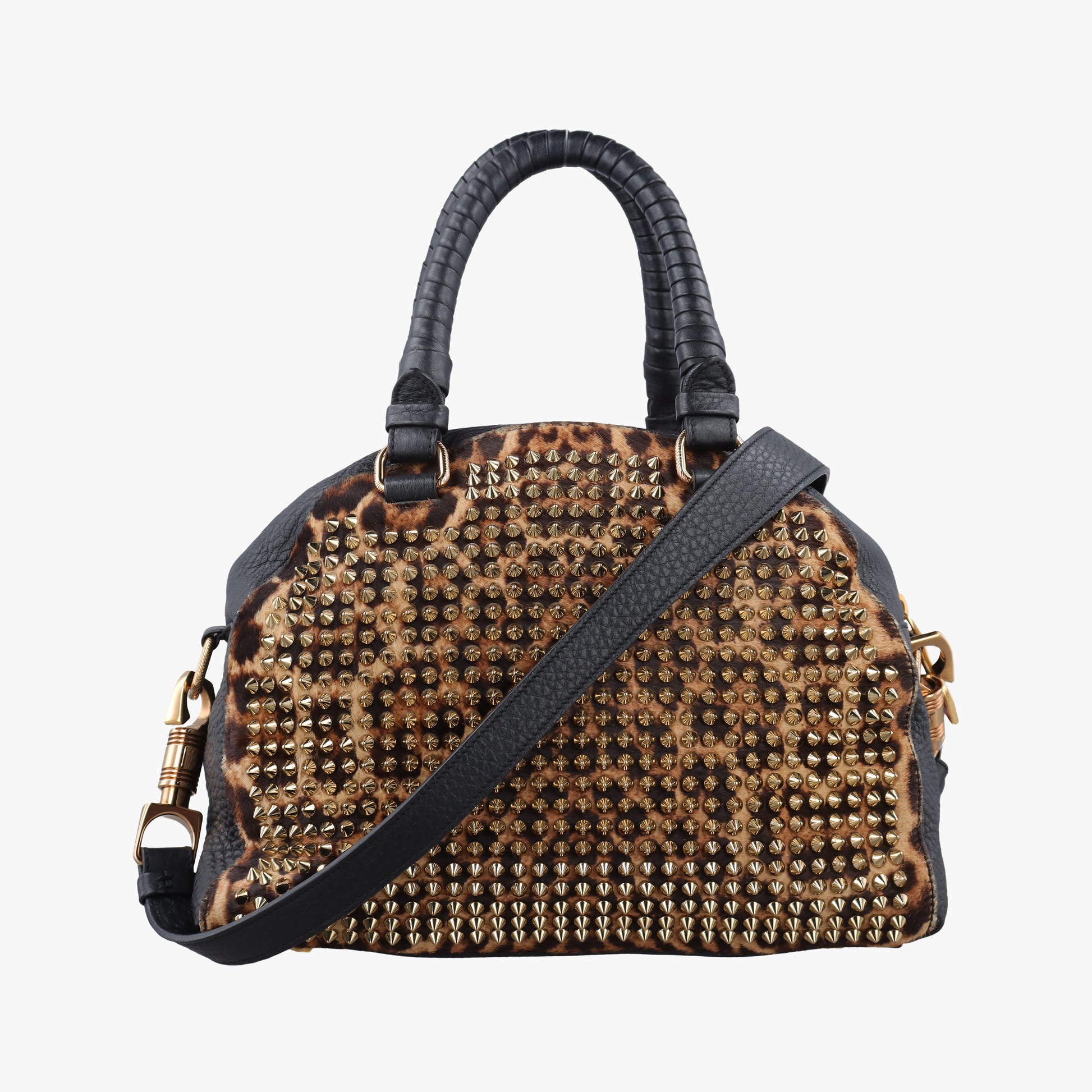 Panettone Leopard print  ×  black ponyhair×Leather パネトーネ レオパード柄 × レザー ハラコ×レザー 