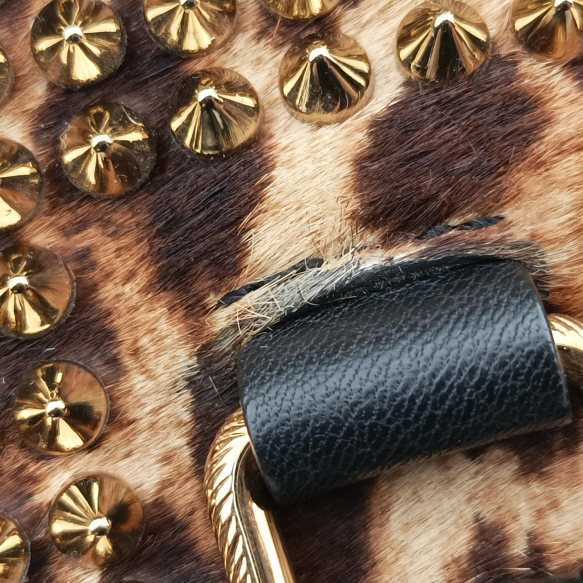 Panettone Leopard print  ×  black ponyhair×Leather パネトーネ レオパード柄 × レザー ハラコ×レザー 