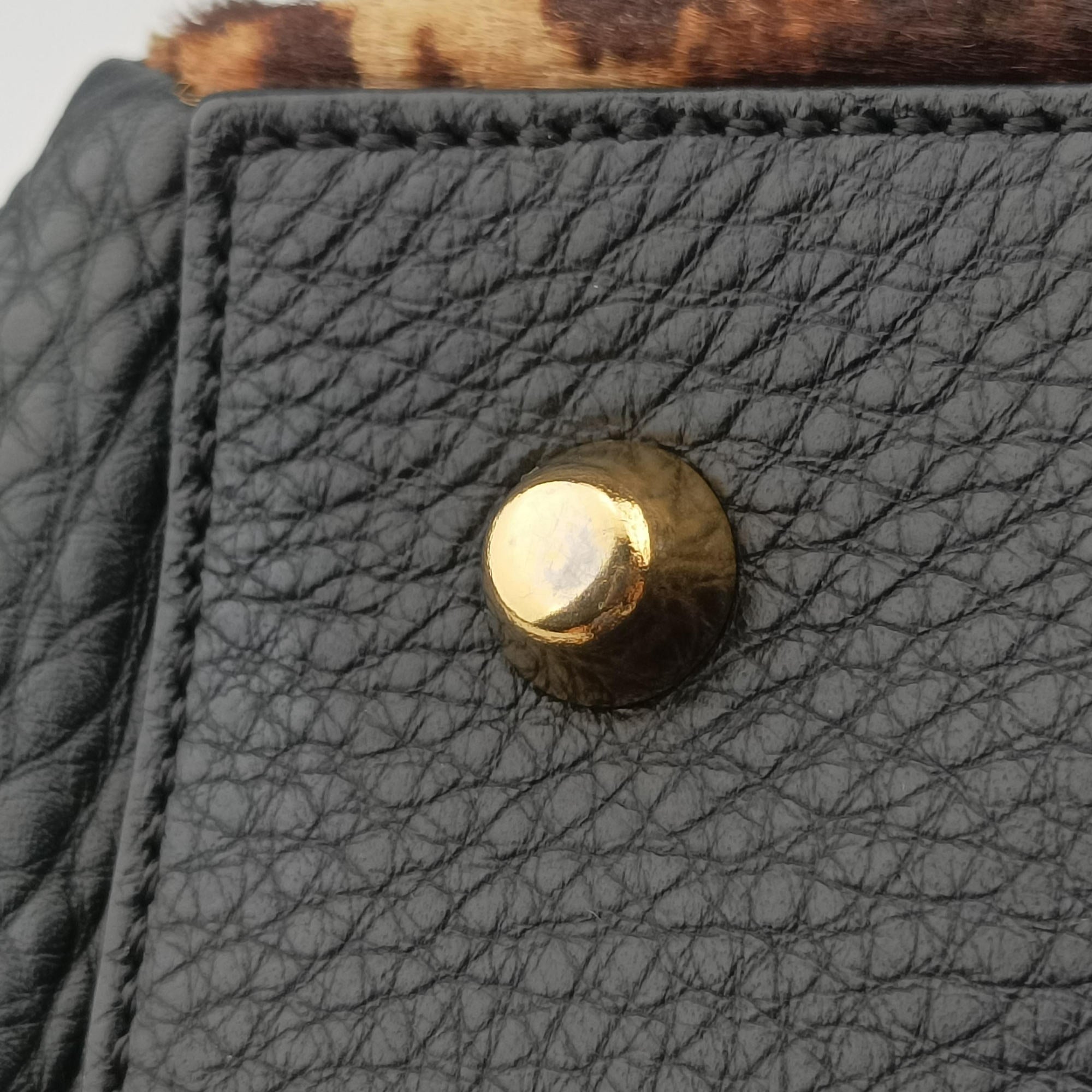 Panettone Leopard print  ×  black ponyhair×Leather パネトーネ レオパード柄 × レザー ハラコ×レザー 