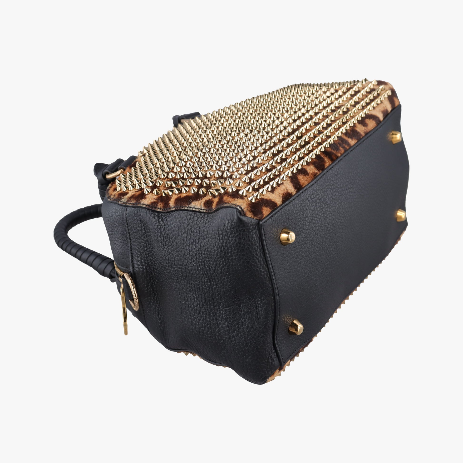 Panettone Leopard print  ×  black ponyhair×Leather パネトーネ レオパード柄 × レザー ハラコ×レザー 