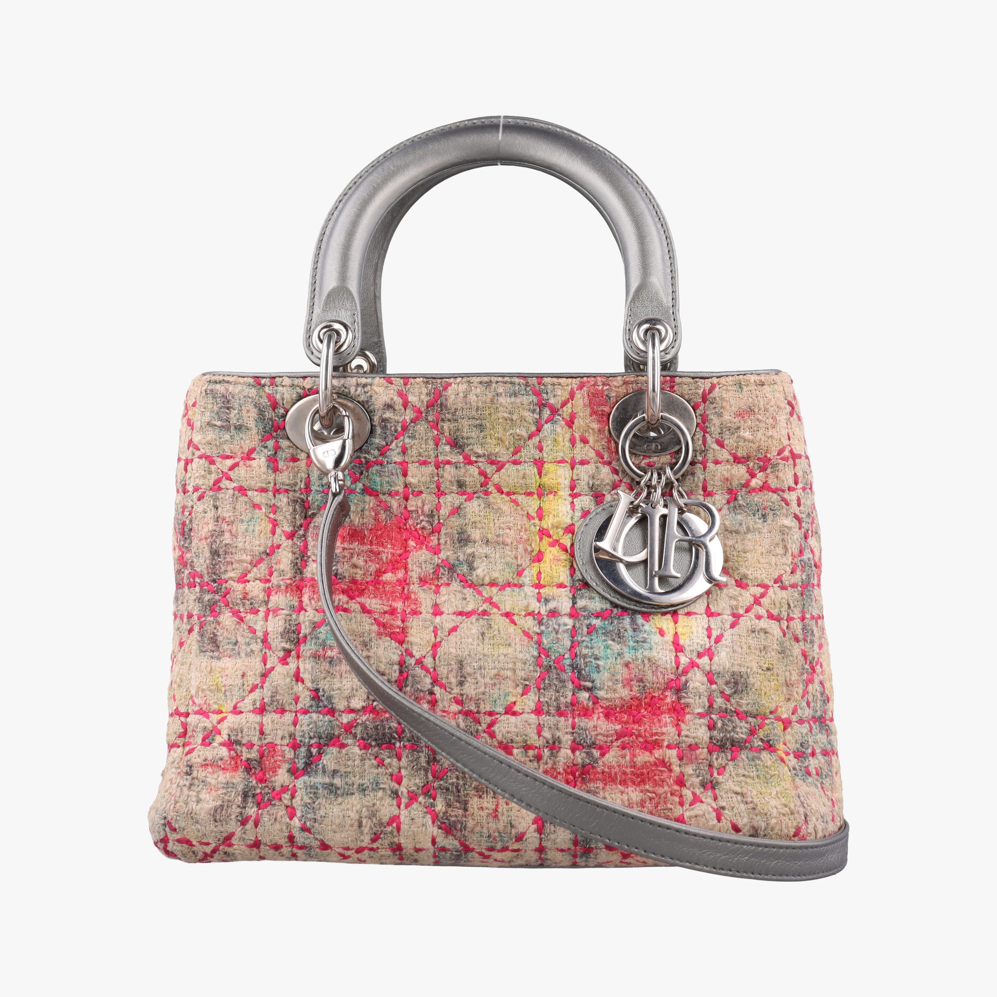 Lady Dior Multicolor Tweed Wool × Metallic Leather 02-MA-1101レディディオール マルチカラー ツイード × メタリックレザー 02-MA-1101