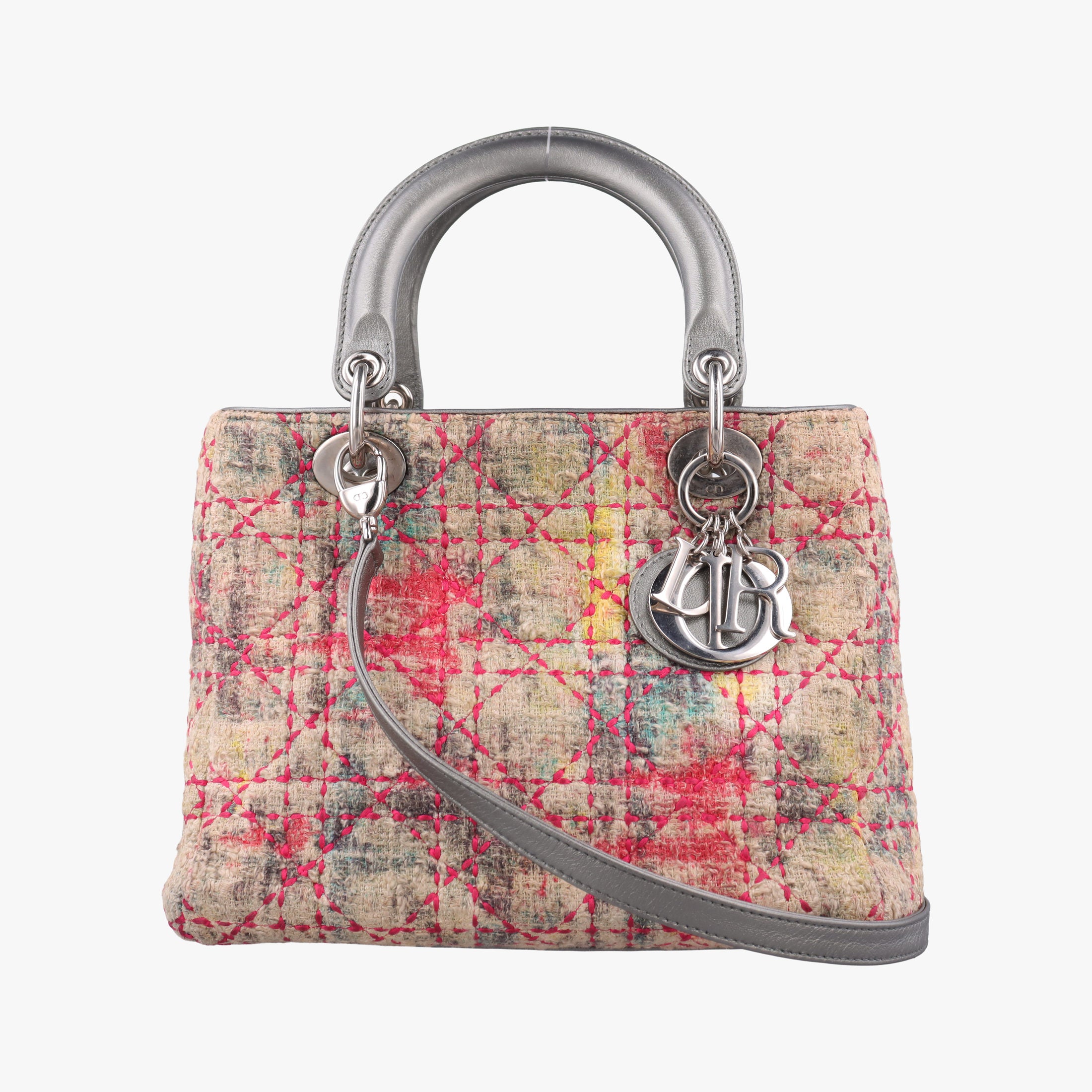 Lady Dior Multicolor Tweed Wool × Metallic Leather 02-MA-1101レディディオール マルチカラー ツイード × メタリックレザー 02-MA-1101