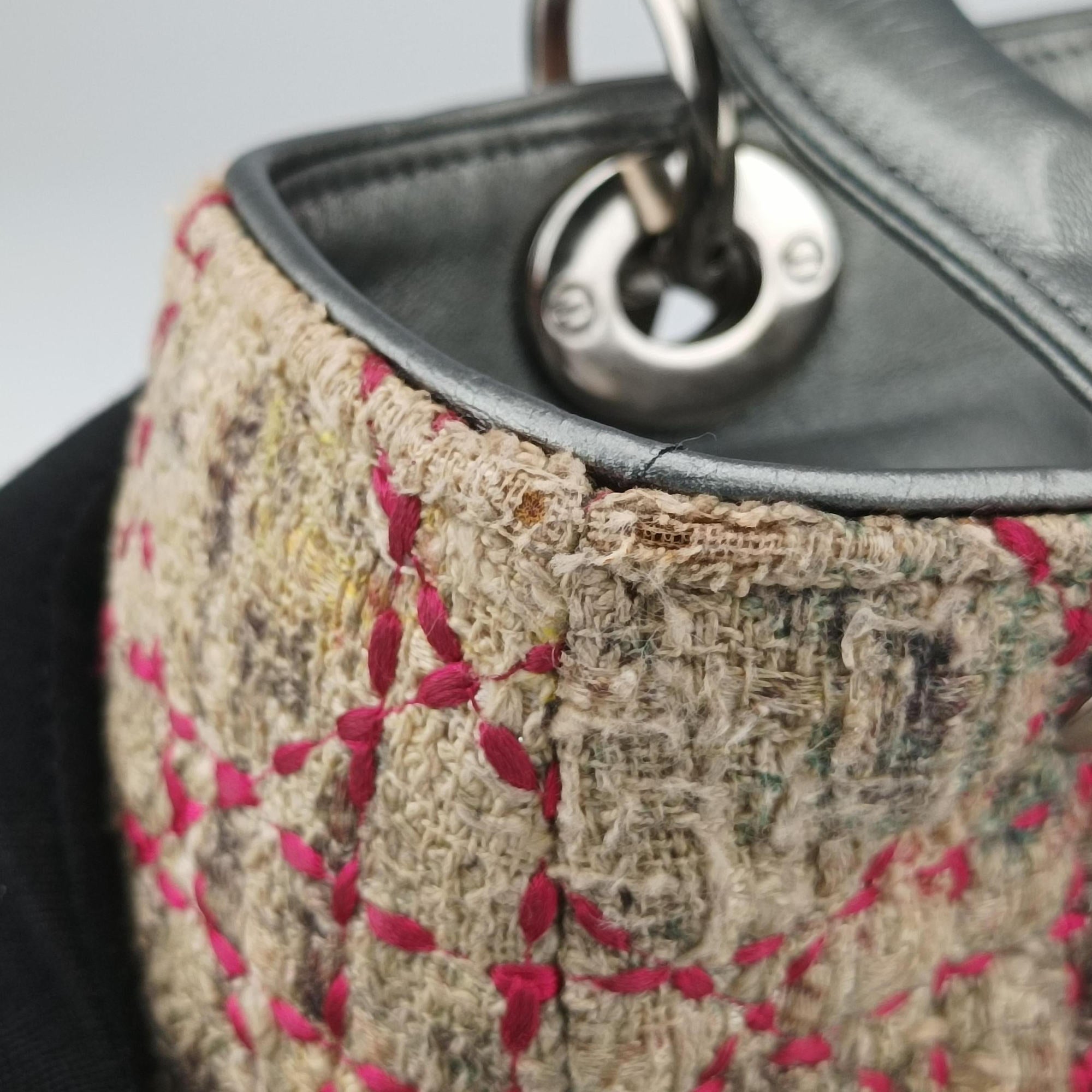 Lady Dior Multicolor Tweed Wool × Metallic Leather 02-MA-1101レディディオール マルチカラー ツイード × メタリックレザー 02-MA-1101