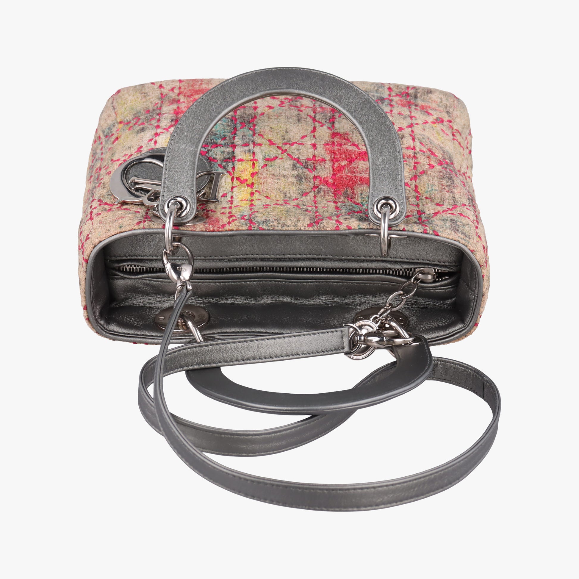 Lady Dior Multicolor Tweed Wool × Metallic Leather 02-MA-1101レディディオール マルチカラー ツイード × メタリックレザー 02-MA-1101