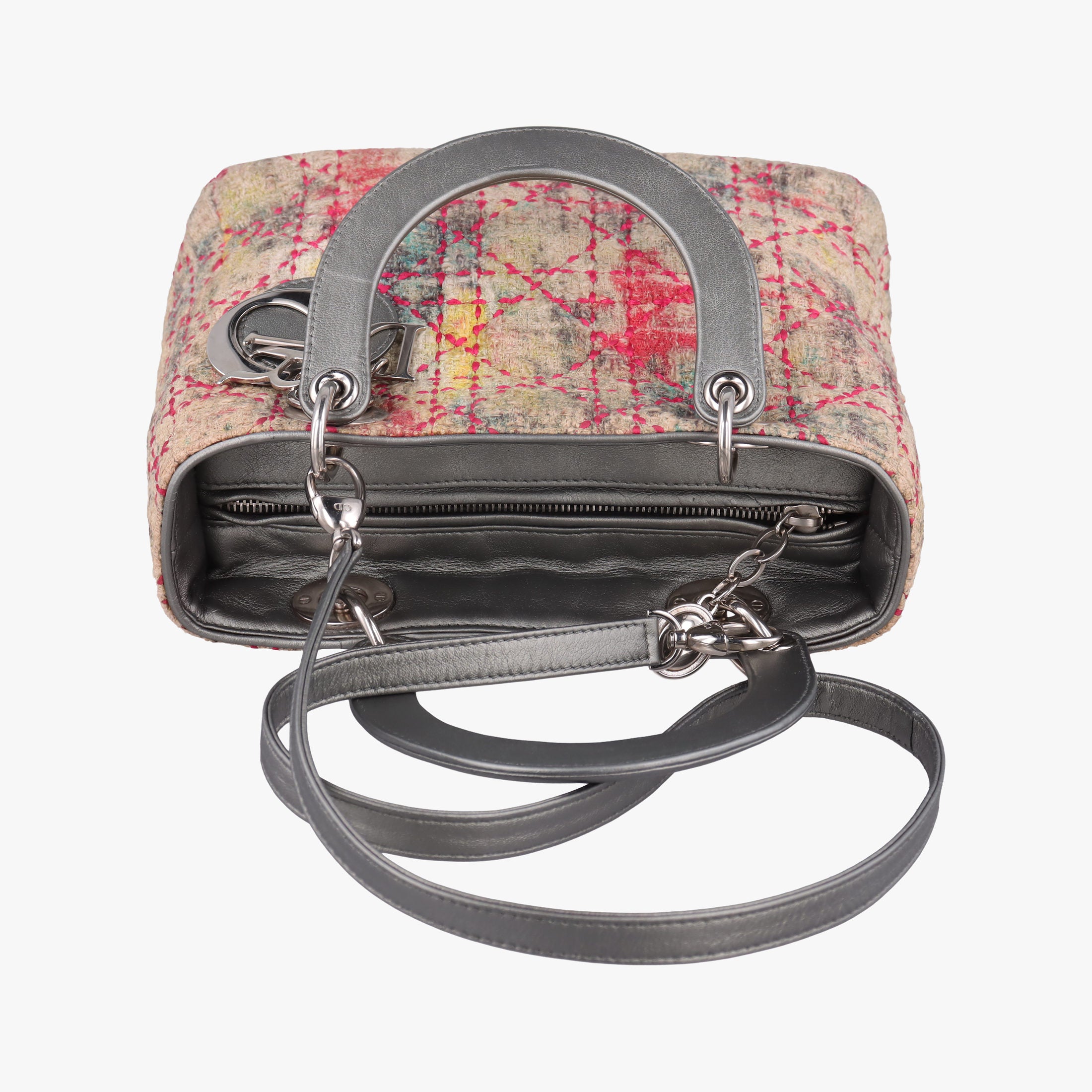 Lady Dior Multicolor Tweed Wool × Metallic Leather 02-MA-1101レディディオール マルチカラー ツイード × メタリックレザー 02-MA-1101