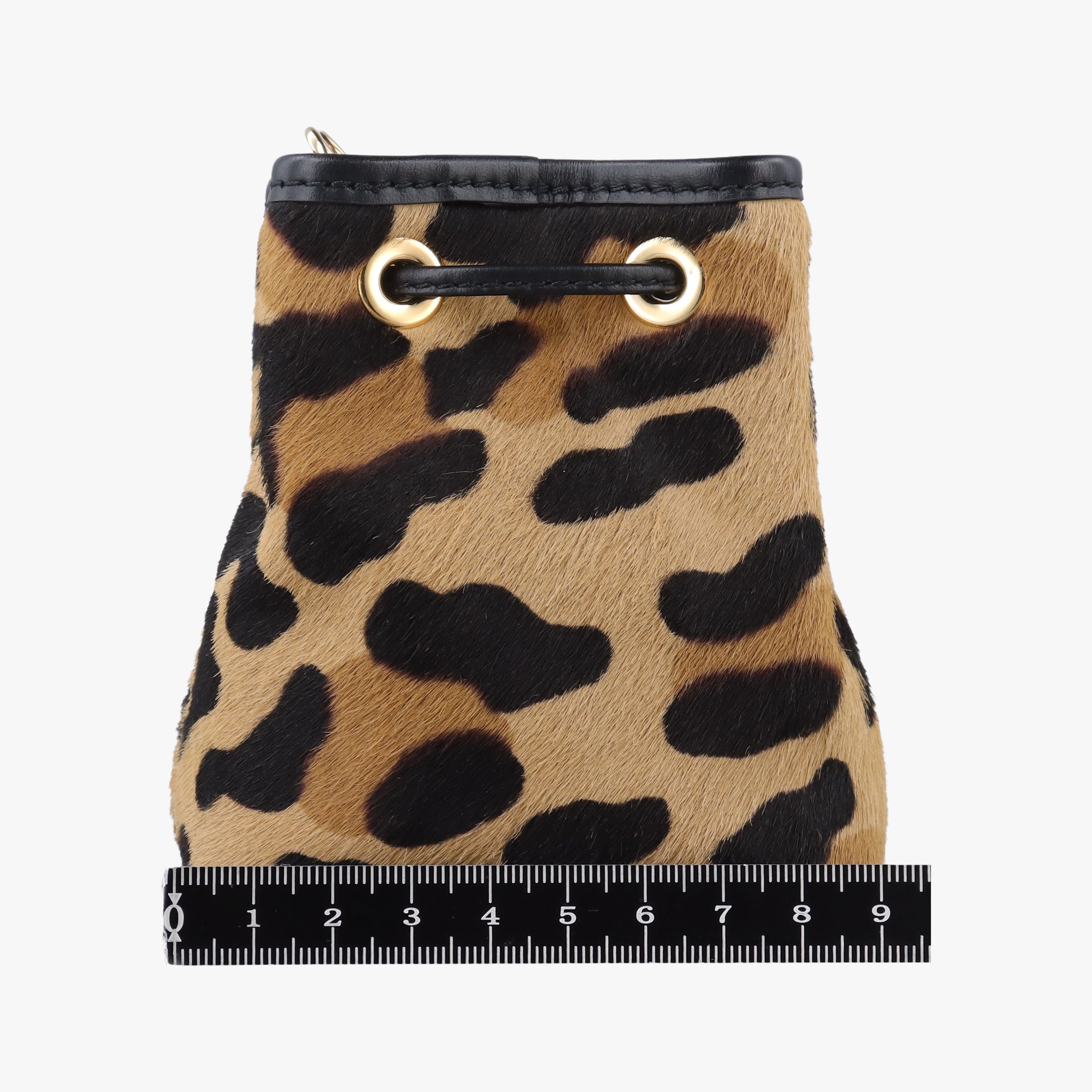 Leopard print mini pouch Beige x Black x Light Brown pony hair×leather 1NR016 42レオパード柄 ミニポーチ ベージュ×黒×ライトブラウン ハラコ×レザー 1NR016 42