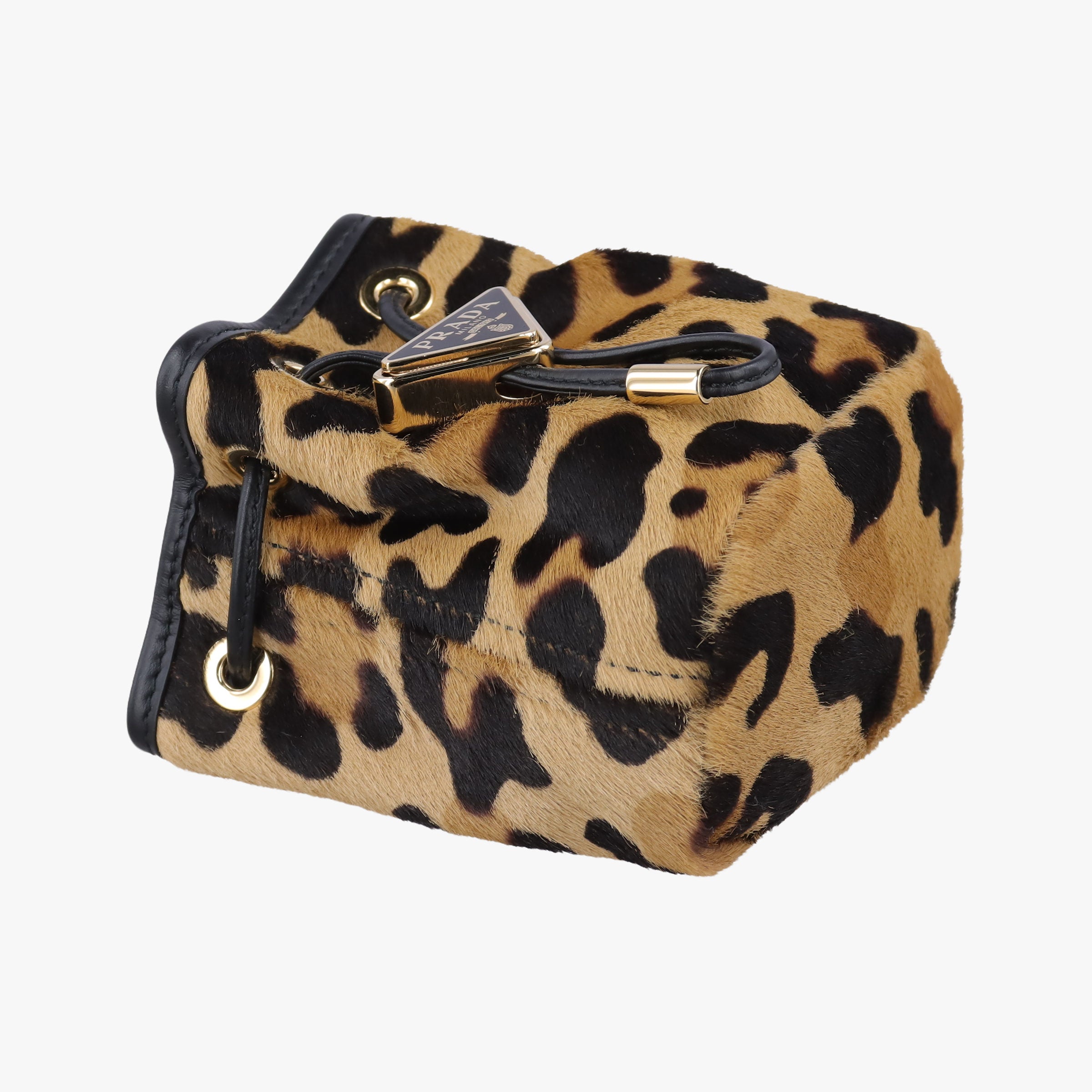 Leopard print mini pouch Beige x Black x Light Brown pony hair×leather 1NR016 42レオパード柄 ミニポーチ ベージュ×黒×ライトブラウン ハラコ×レザー 1NR016 42