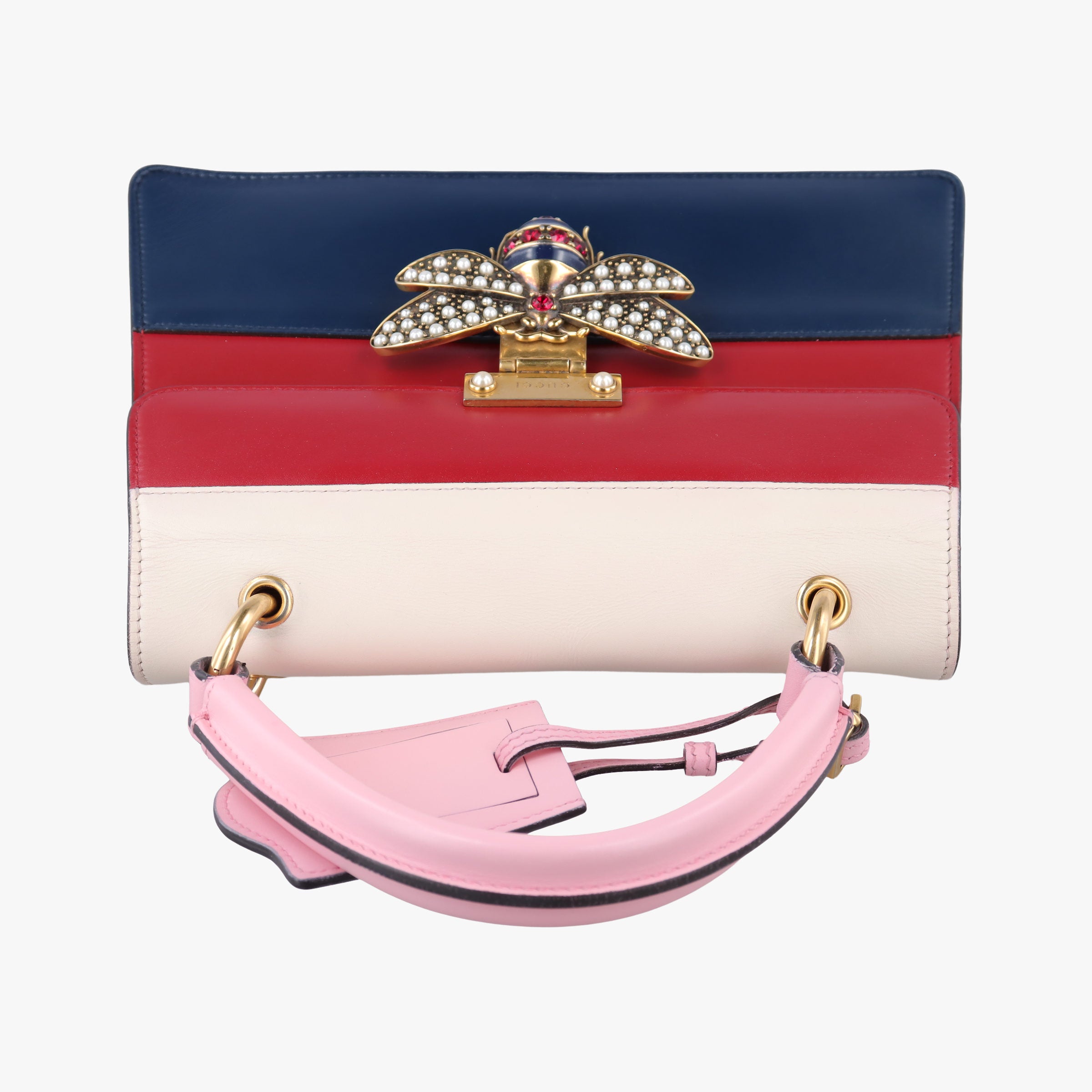 Queen Margaret White×Red×Blue×Pink Leather 476541 C023226076クイーン マーガレット ホワイト×レッド×ブルー×ピンク レザー 476541 C023226076