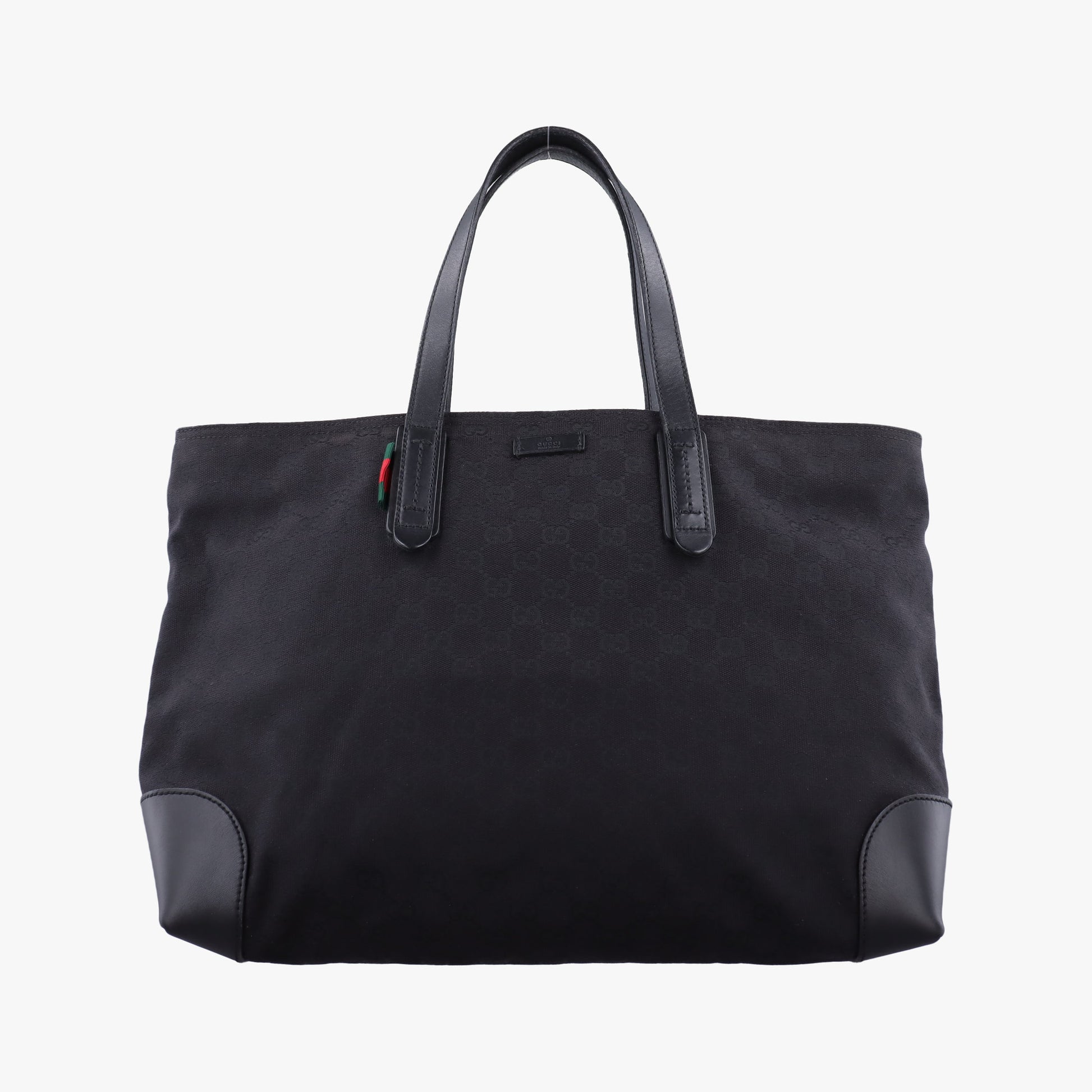 GG Canvas Web Sherry Line Tote Black Leather×Canvas 308928 G014567156GGキャンバス ウェブ シェリーライン トート ブラック レザー×キャンバス 308928 G014567156