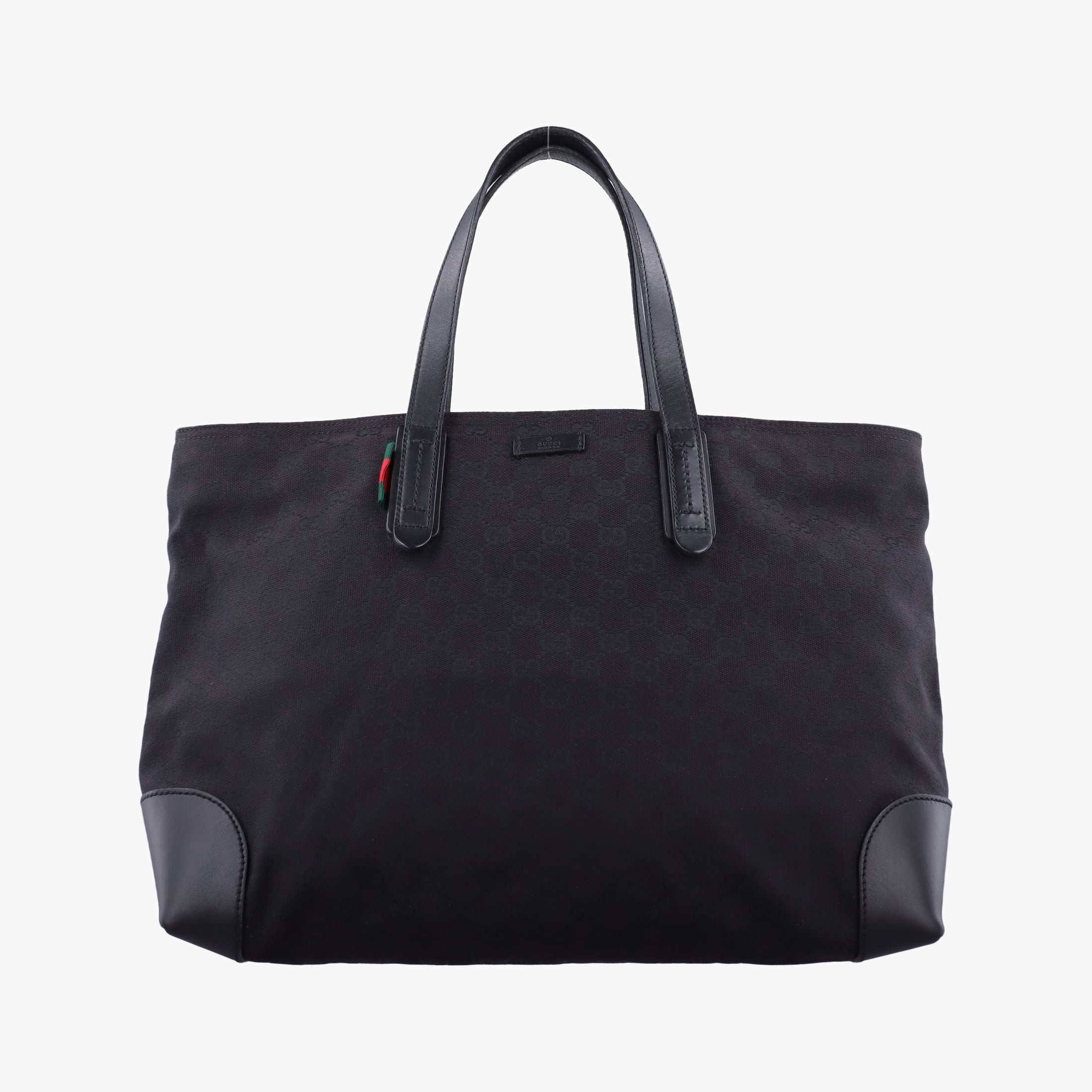 GG Canvas Web Sherry Line Tote Black Leather×Canvas 308928 G014567156GGキャンバス ウェブ シェリーライン トート ブラック レザー×キャンバス 308928 G014567156