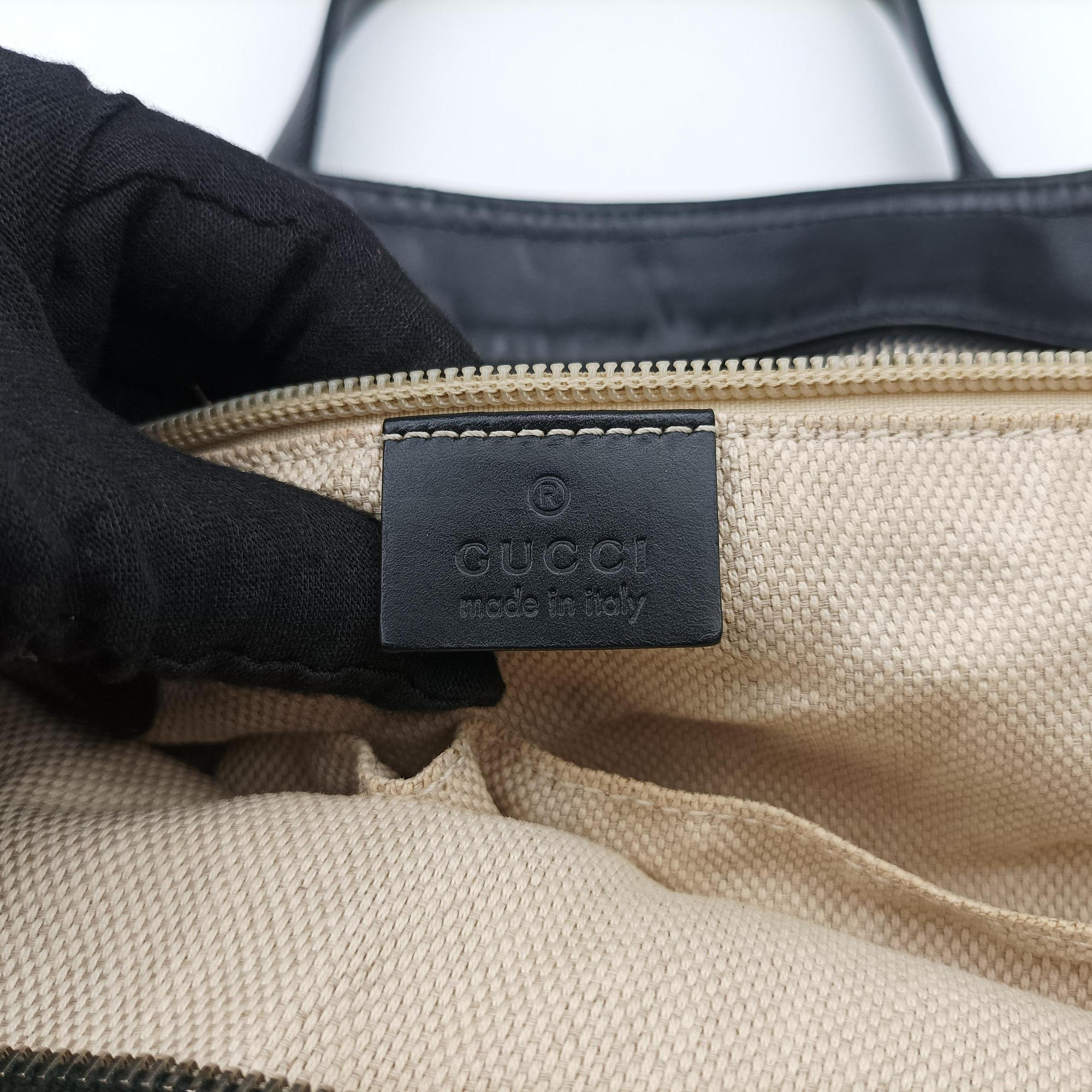GG Canvas Web Sherry Line Tote Black Leather×Canvas 308928 G014567156GGキャンバス ウェブ シェリーライン トート ブラック レザー×キャンバス 308928 G014567156