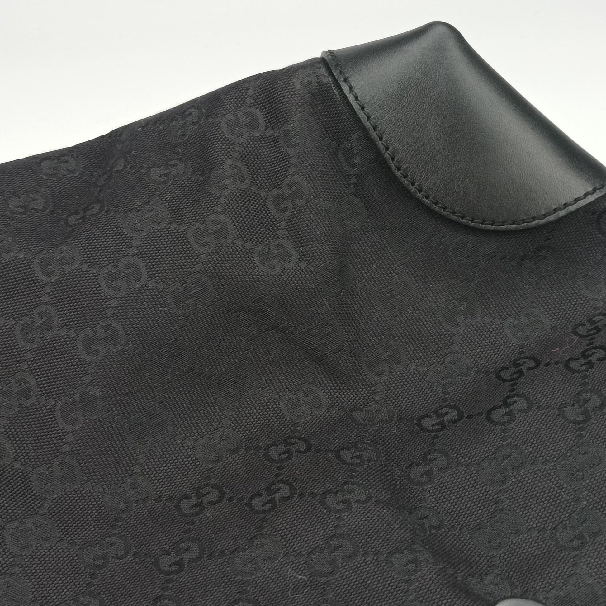 GG Canvas Web Sherry Line Tote Black Leather×Canvas 308928 G014567156GGキャンバス ウェブ シェリーライン トート ブラック レザー×キャンバス 308928 G014567156