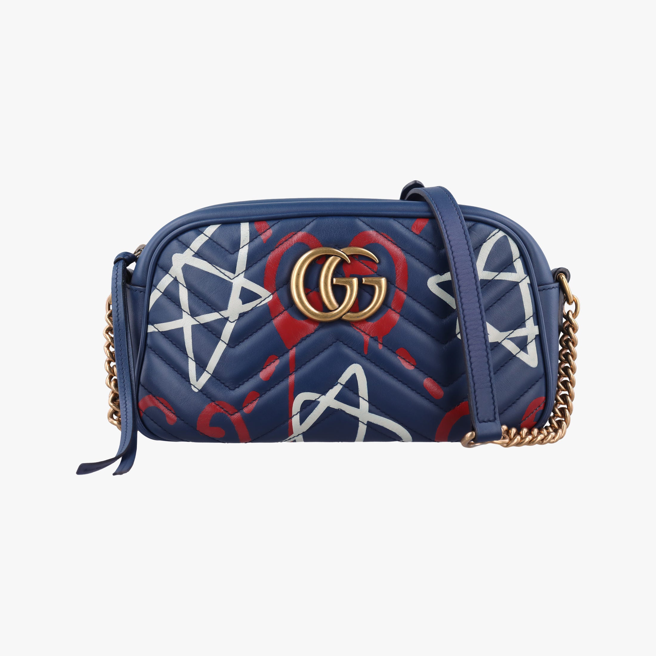 GG Marmont Navy×Multicolour Leather 447632 E020844547GGマーモント ネイビー×マルチカラー レザー 447632 E020844547