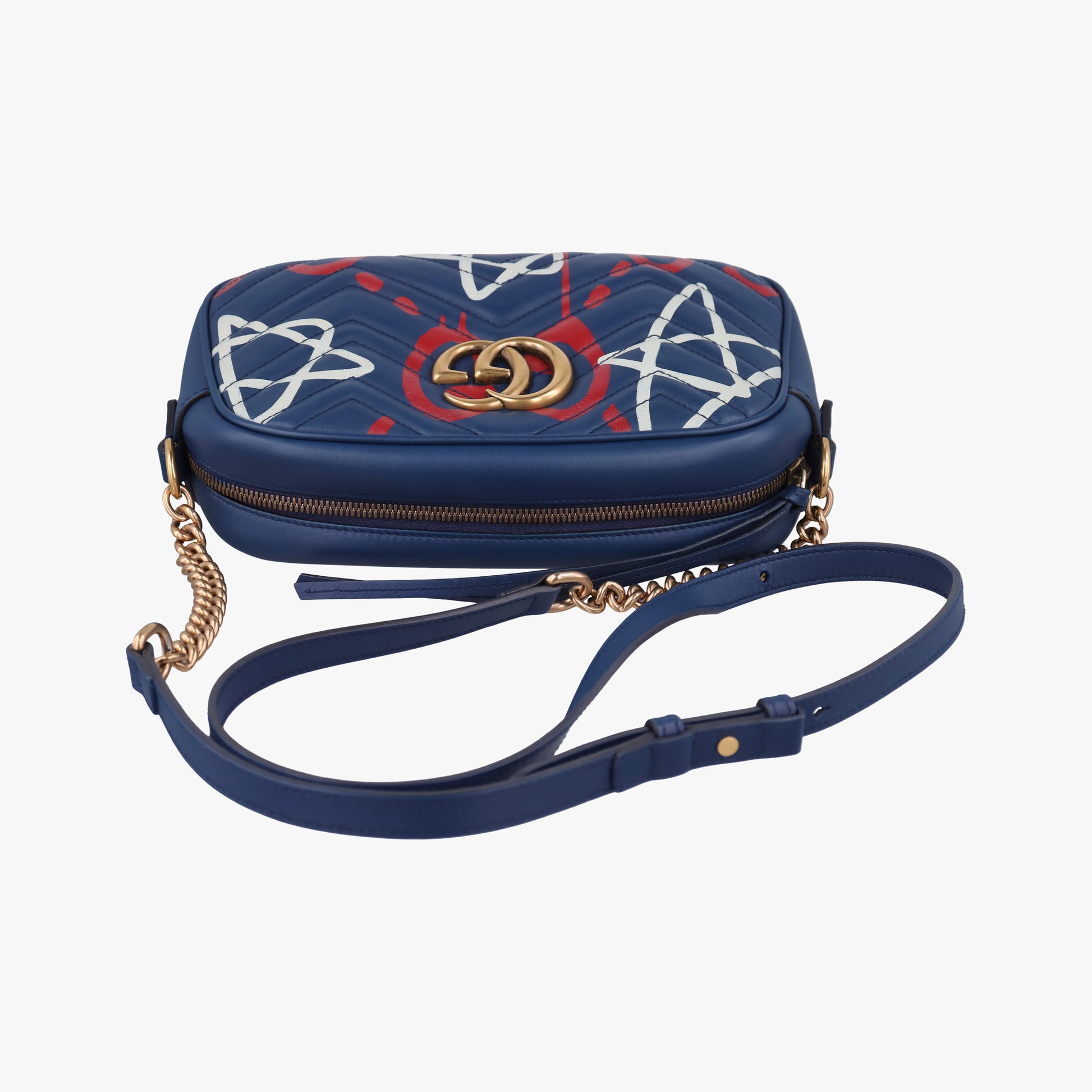 GG Marmont Navy×Multicolour Leather 447632 E020844547GGマーモント ネイビー×マルチカラー レザー 447632 E020844547