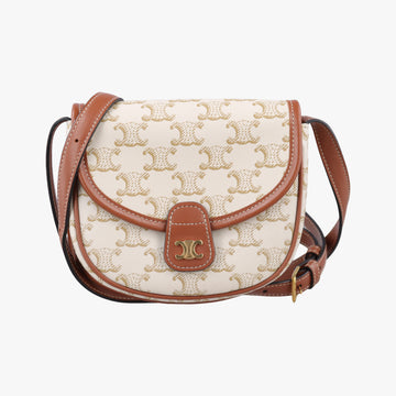 Triomphe Mini Besace White×brown PVC coated canvas F-CU-1201ミニ ブザス トリオンフ ホワイト×ブラウン PVCコーティングキャンバス F-CU-1201
