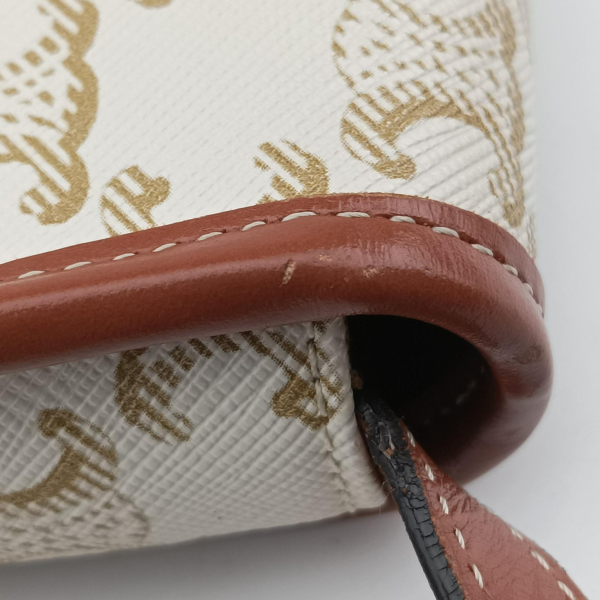 Triomphe Mini Besace White×brown PVC coated canvas F-CU-1201ミニ ブザス トリオンフ ホワイト×ブラウン PVCコーティングキャンバス F-CU-1201