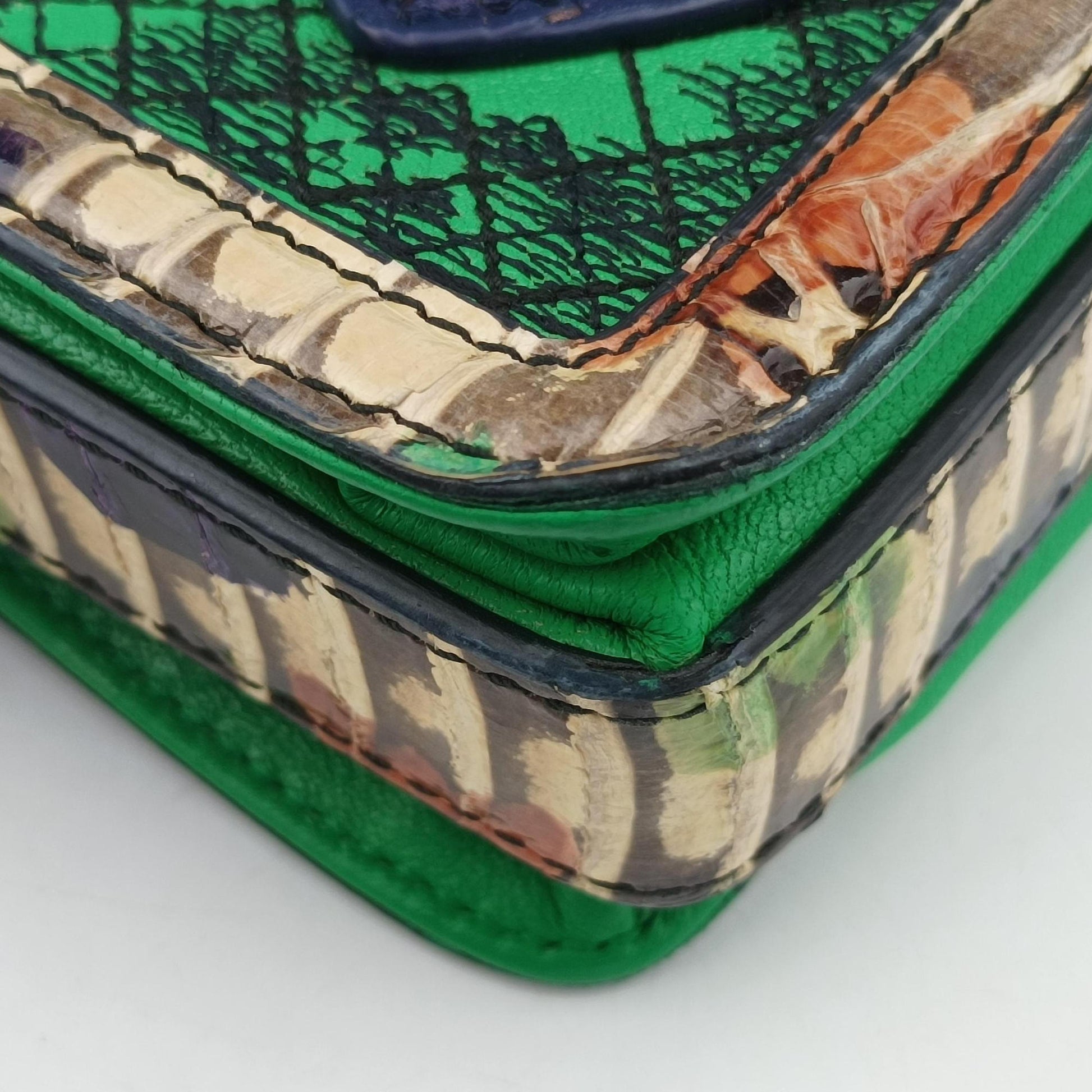 intrecciato Green Leather x Snake skin B04506839Mイントレチャート グリーン×パープル×マルチ レザー×パイソン B04506839M