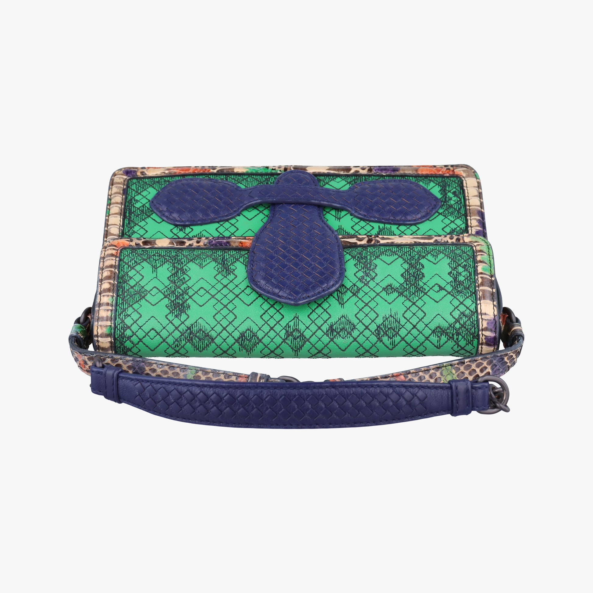intrecciato Green Leather x Snake skin B04506839Mイントレチャート グリーン×パープル×マルチ レザー×パイソン B04506839M
