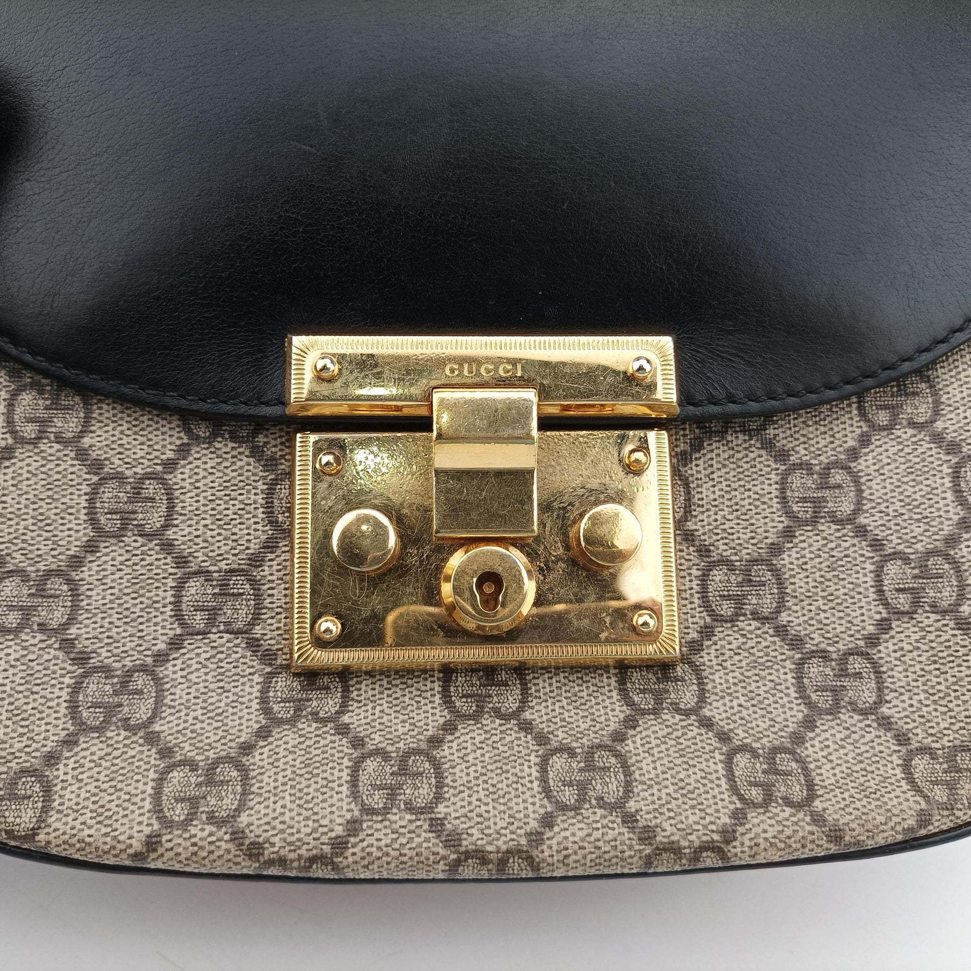 Padlock Guccissima Beige×Black PVC coated canvas×Leather 453189 C021083786グッチッシマ パドロック ベージュ×ブラック PVCコーティングキャンバス×レザー 453189 C021083786