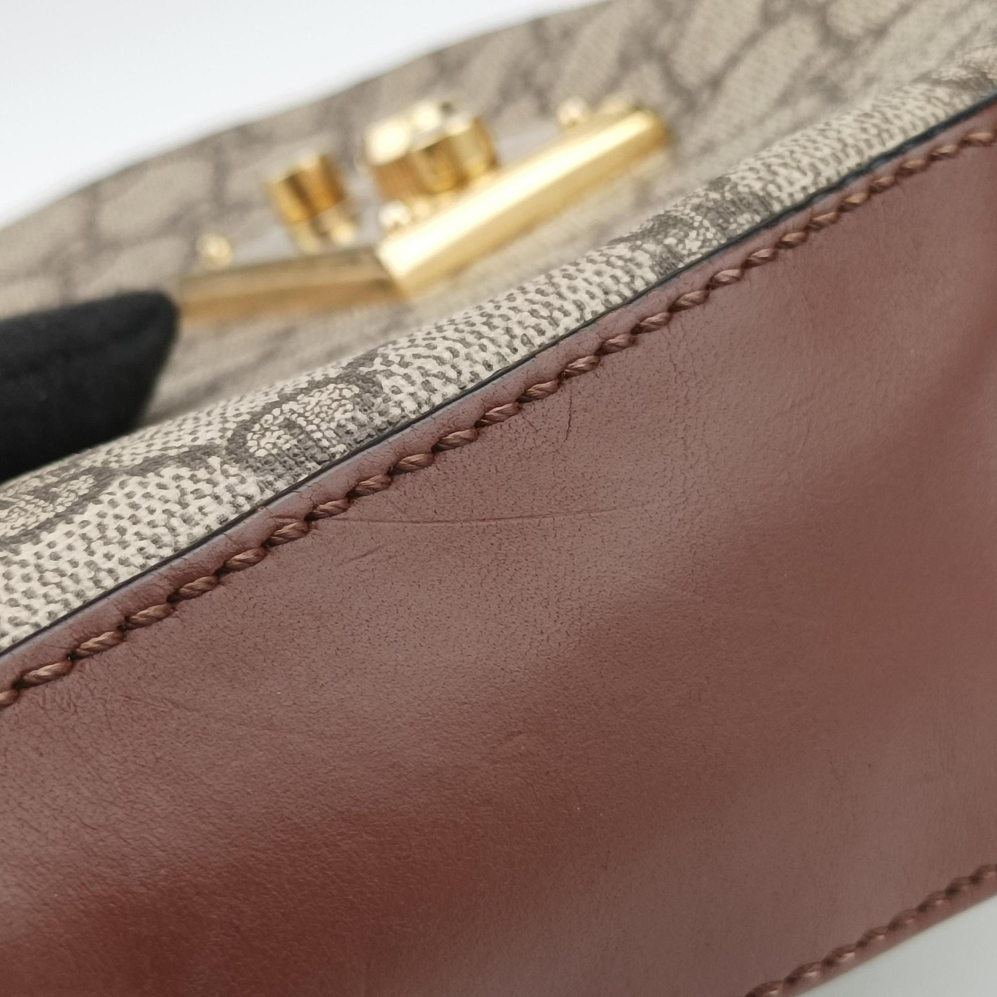Padlock Guccissima Beige×Black PVC coated canvas×Leather 453189 C021083786グッチッシマ パドロック ベージュ×ブラック PVCコーティングキャンバス×レザー 453189 C021083786