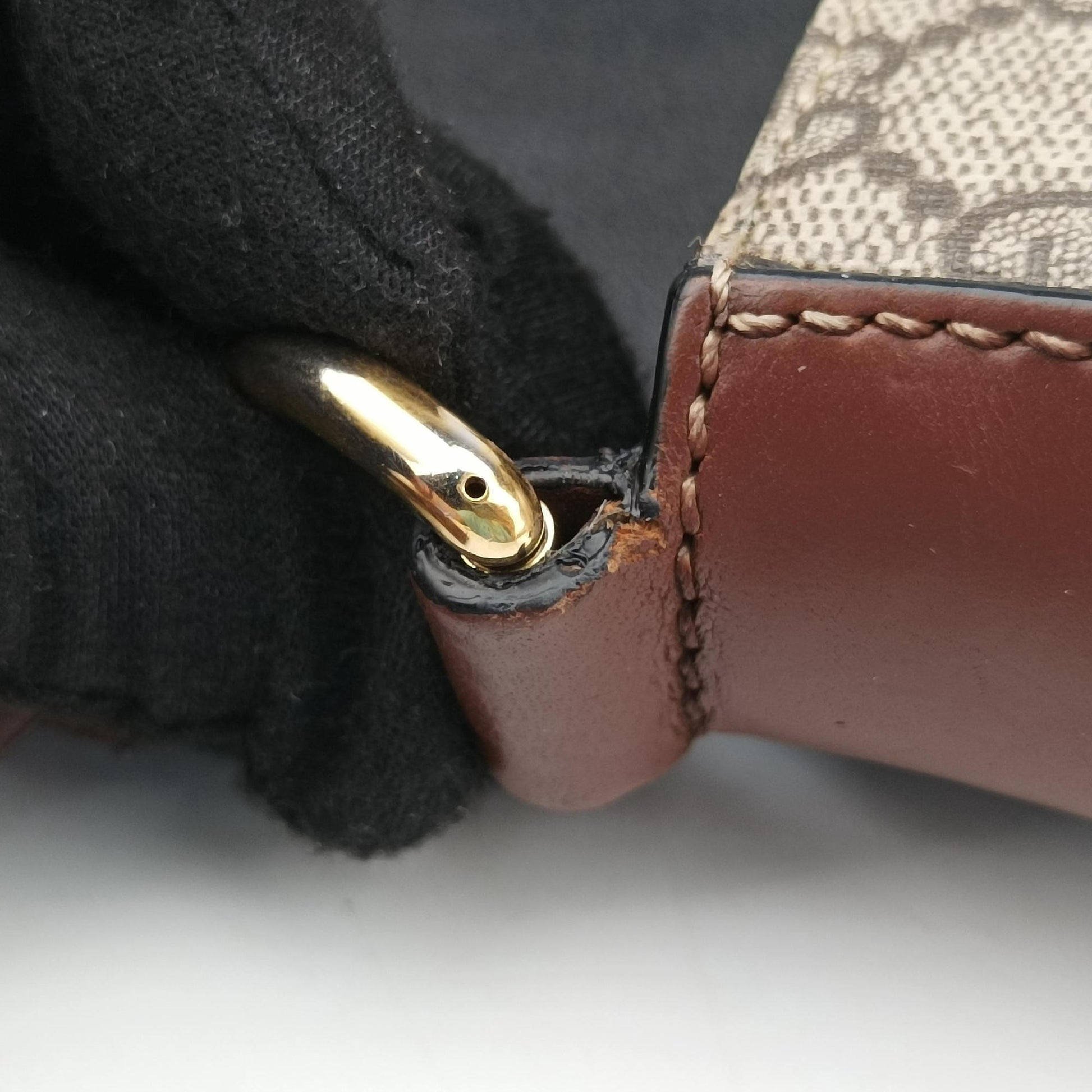 Padlock Guccissima Beige×Black PVC coated canvas×Leather 453189 C021083786グッチッシマ パドロック ベージュ×ブラック PVCコーティングキャンバス×レザー 453189 C021083786