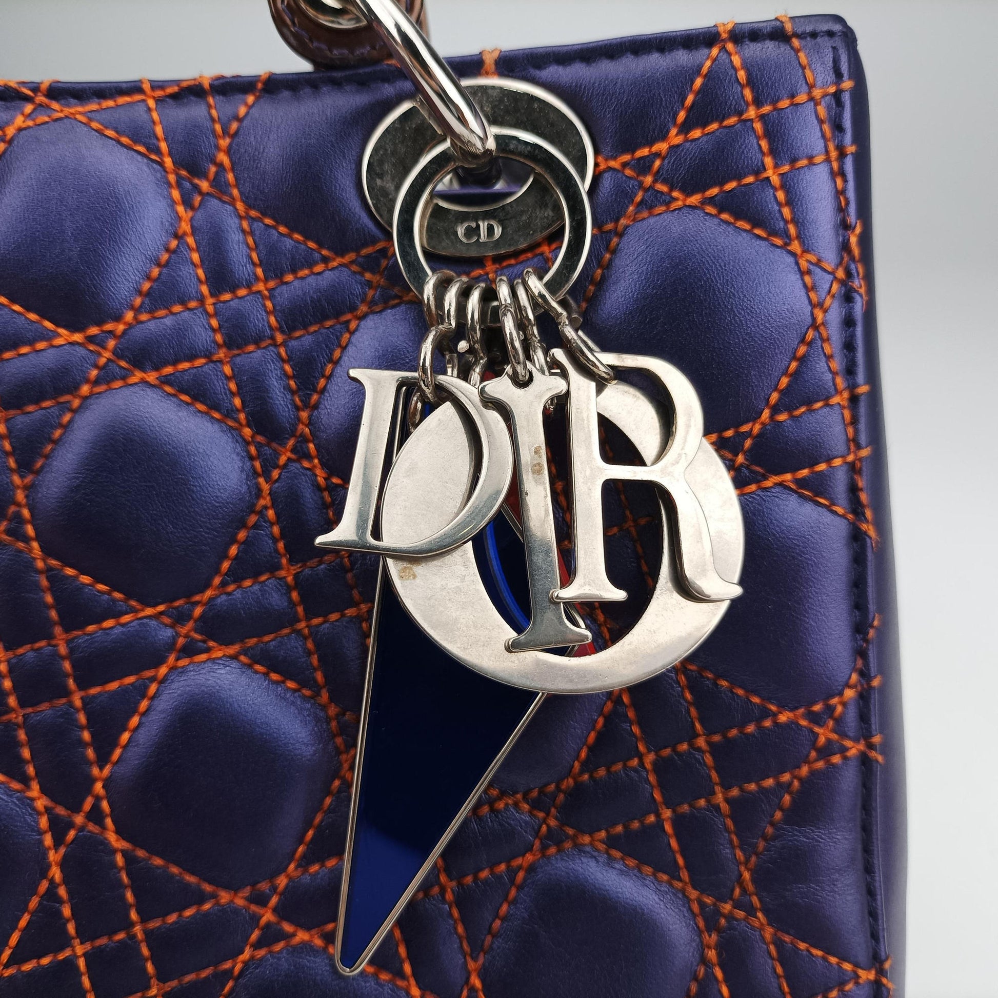 Lady Dior Purple×Orange×Brown Lambskin 15-BO-1111レディディオール パープル×オレンジ×ブラウン ラムスキン 15-BO-1111