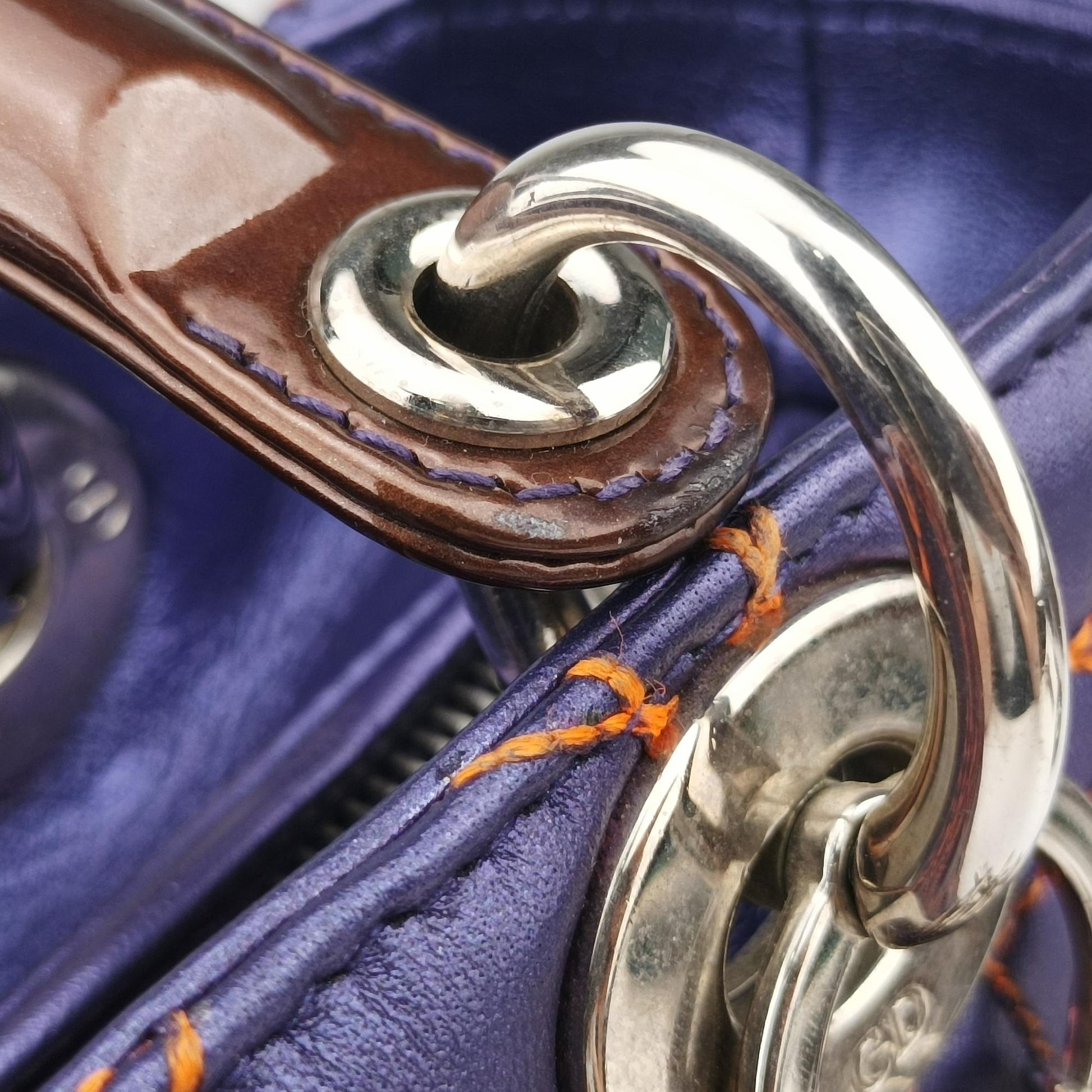 Lady Dior Purple×Orange×Brown Lambskin 15-BO-1111レディディオール パープル×オレンジ×ブラウン ラムスキン 15-BO-1111