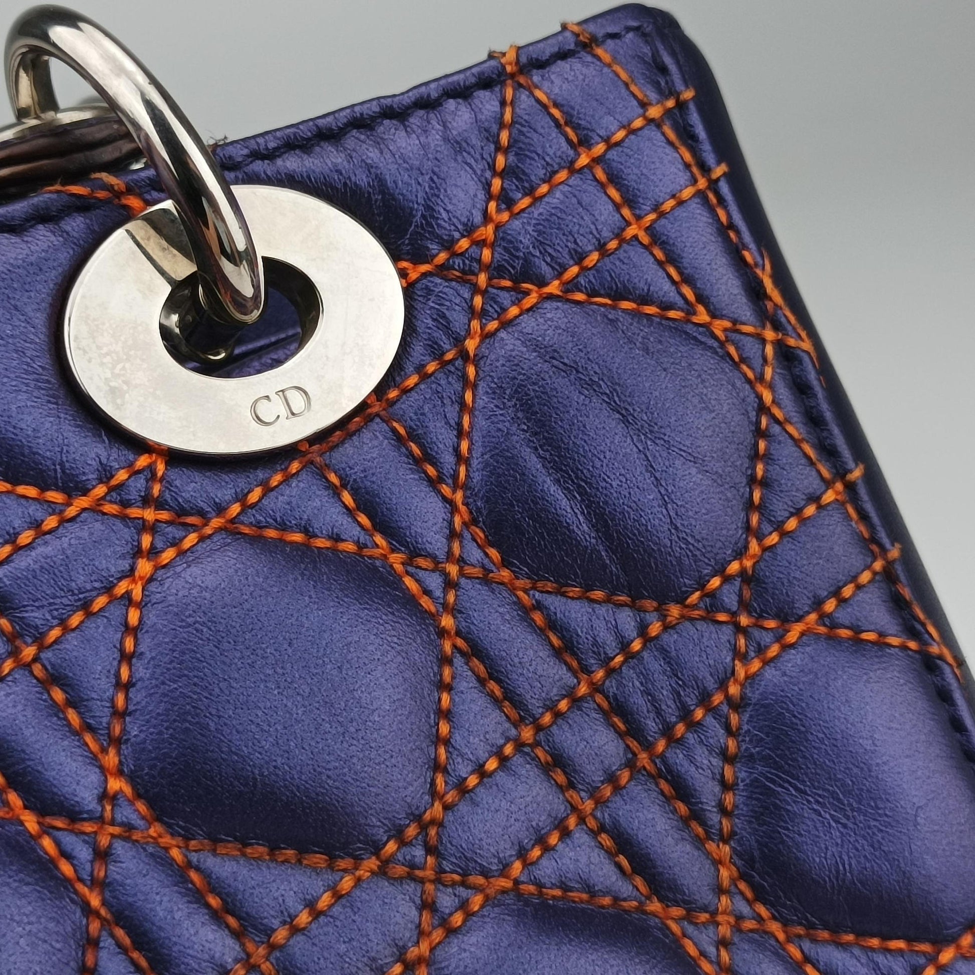 Lady Dior Purple×Orange×Brown Lambskin 15-BO-1111レディディオール パープル×オレンジ×ブラウン ラムスキン 15-BO-1111