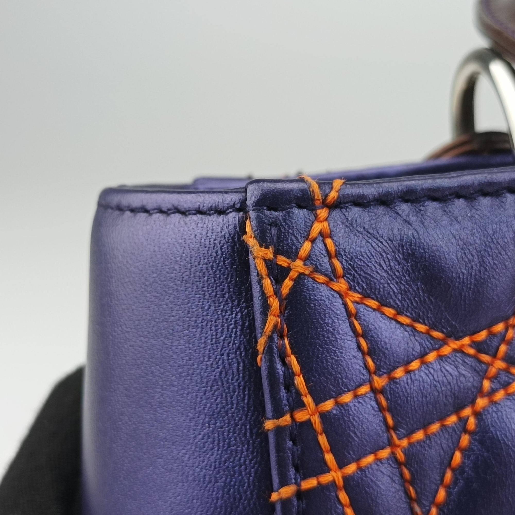 Lady Dior Purple×Orange×Brown Lambskin 15-BO-1111レディディオール パープル×オレンジ×ブラウン ラムスキン 15-BO-1111