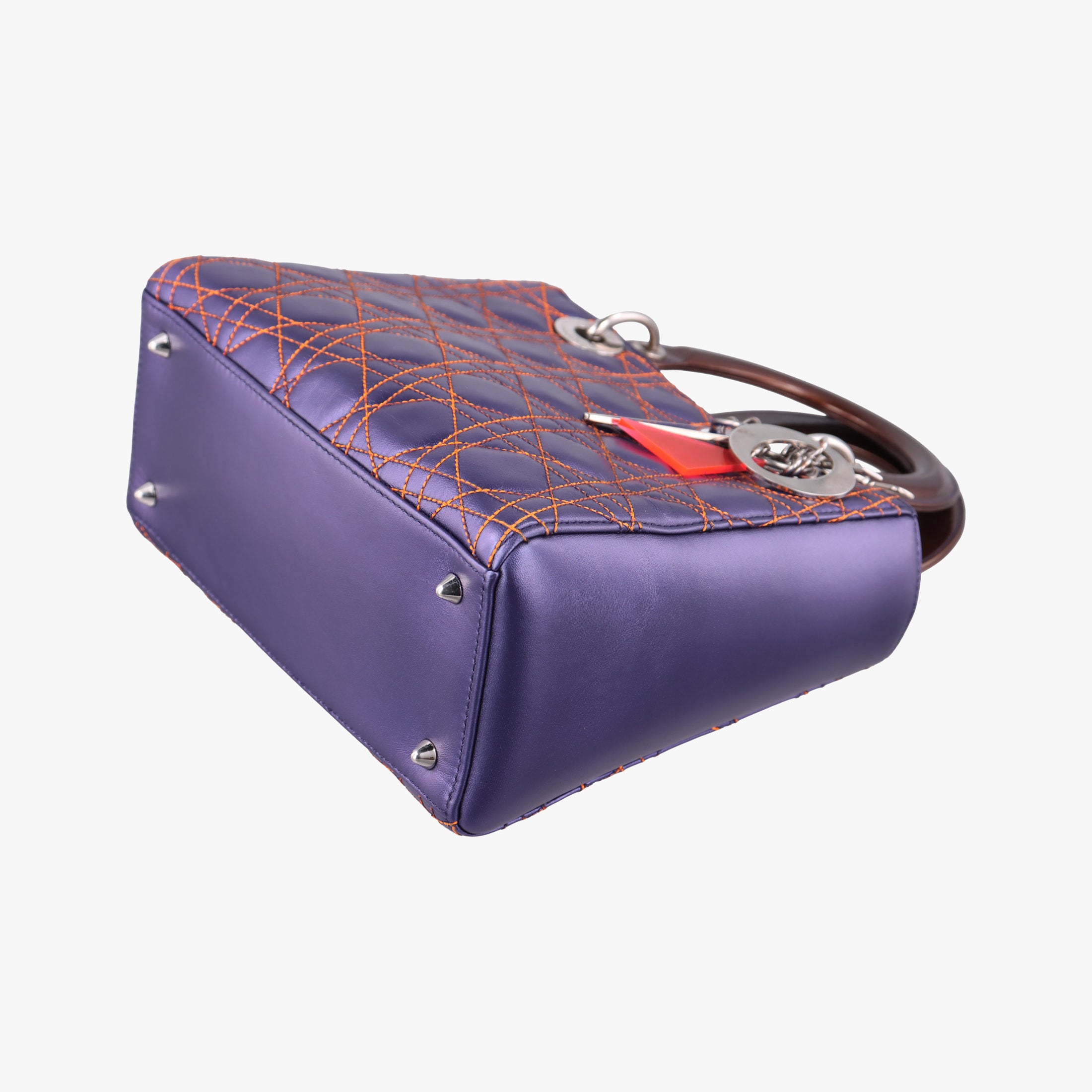 Lady Dior Purple×Orange×Brown Lambskin 15-BO-1111レディディオール パープル×オレンジ×ブラウン ラムスキン 15-BO-1111