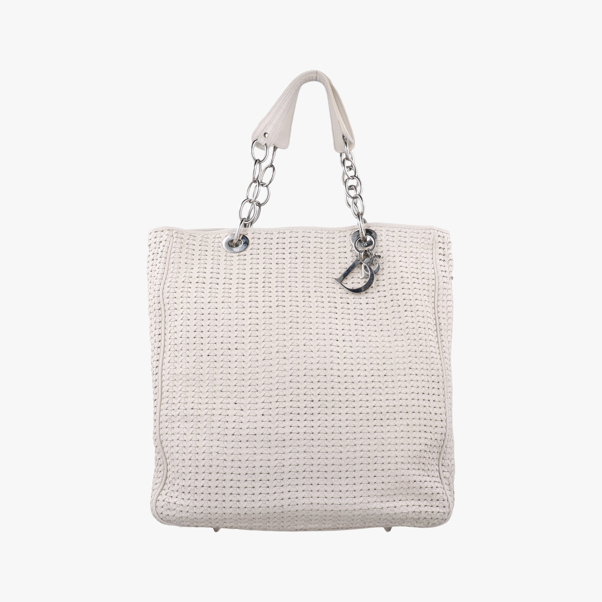 Soft Lady Dior Canage INTRECCIATO Tote White lambskin 96-MA-0098ソフト レディディオール カナージュ イントレチャート トート ホワイト ラムスキン 96-MA-0098