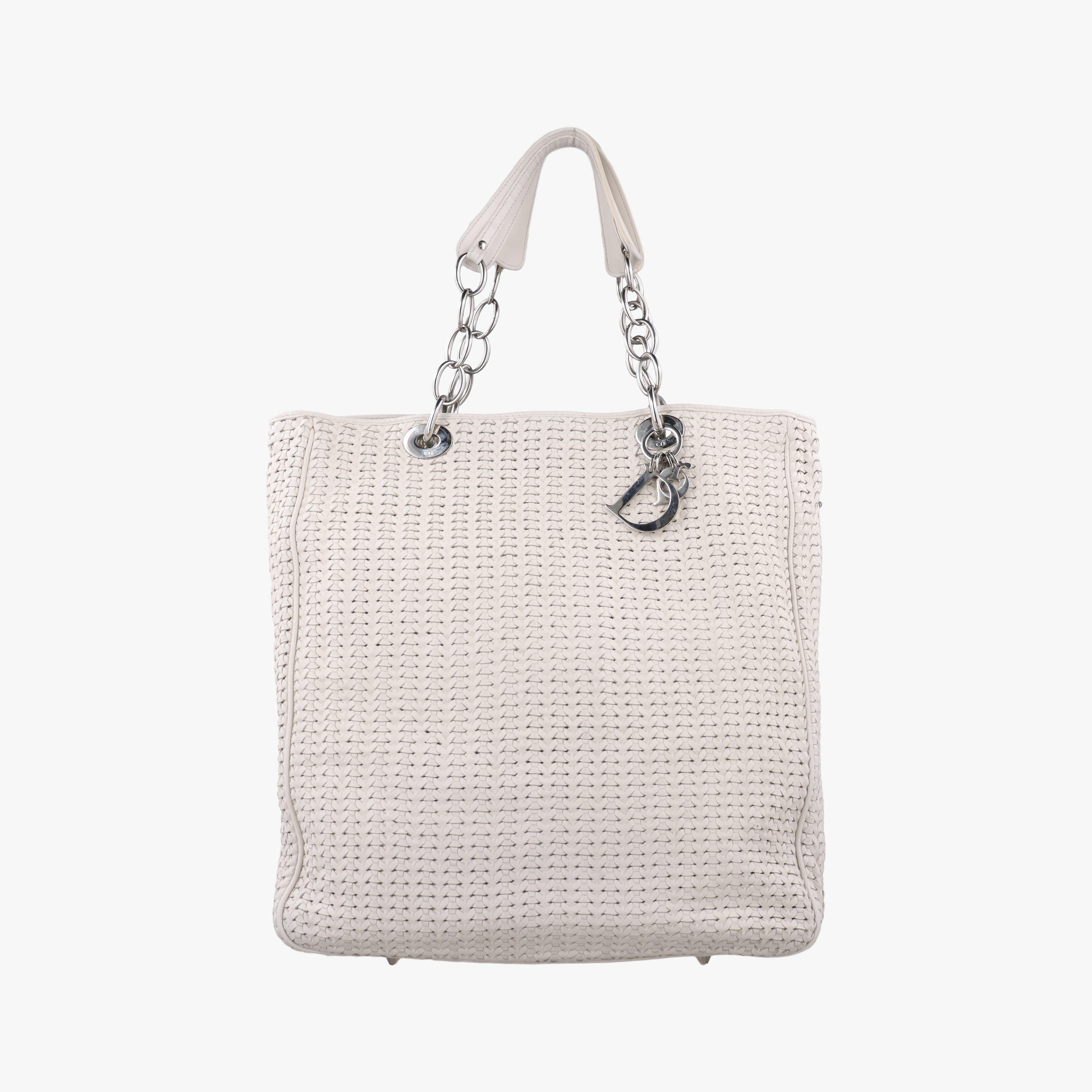 Soft Lady Dior Canage INTRECCIATO Tote White lambskin 96-MA-0098ソフト レディディオール カナージュ イントレチャート トート ホワイト ラムスキン 96-MA-0098