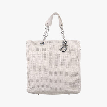 Soft Lady Dior Canage INTRECCIATO Tote White lambskin 96-MA-0098ソフト レディディオール カナージュ イントレチャート トート ホワイト ラムスキン 96-MA-0098