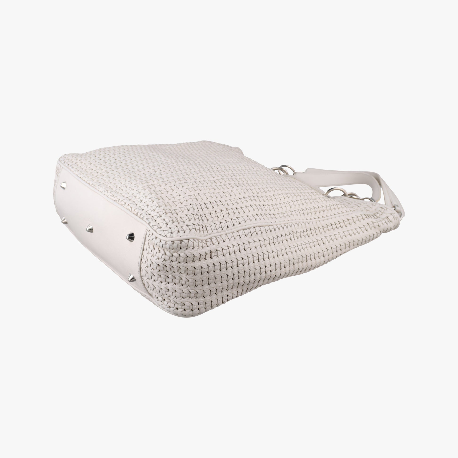 Soft Lady Dior Canage INTRECCIATO Tote White lambskin 96-MA-0098ソフト レディディオール カナージュ イントレチャート トート ホワイト ラムスキン 96-MA-0098