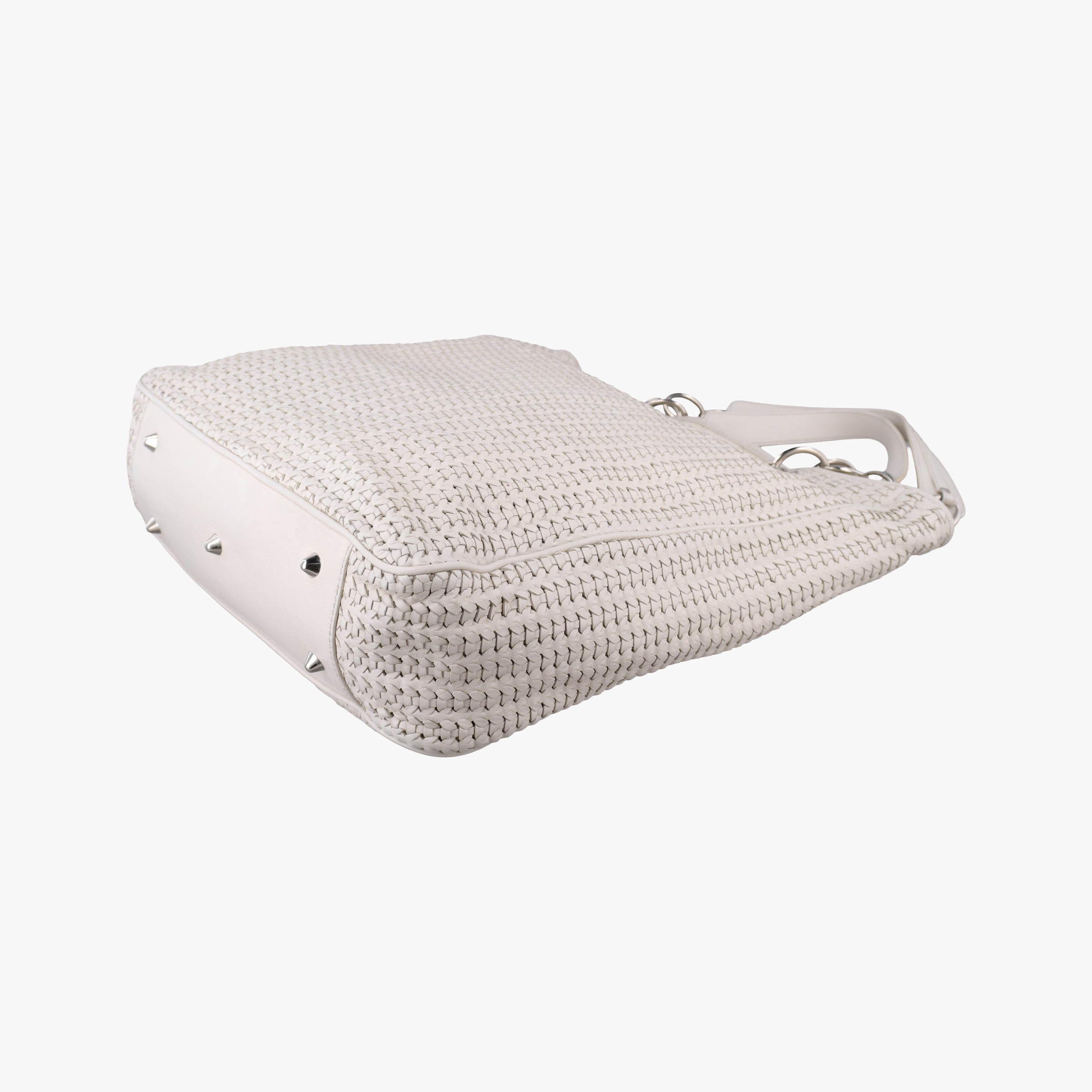 Soft Lady Dior Canage INTRECCIATO Tote White lambskin 96-MA-0098ソフト レディディオール カナージュ イントレチャート トート ホワイト ラムスキン 96-MA-0098