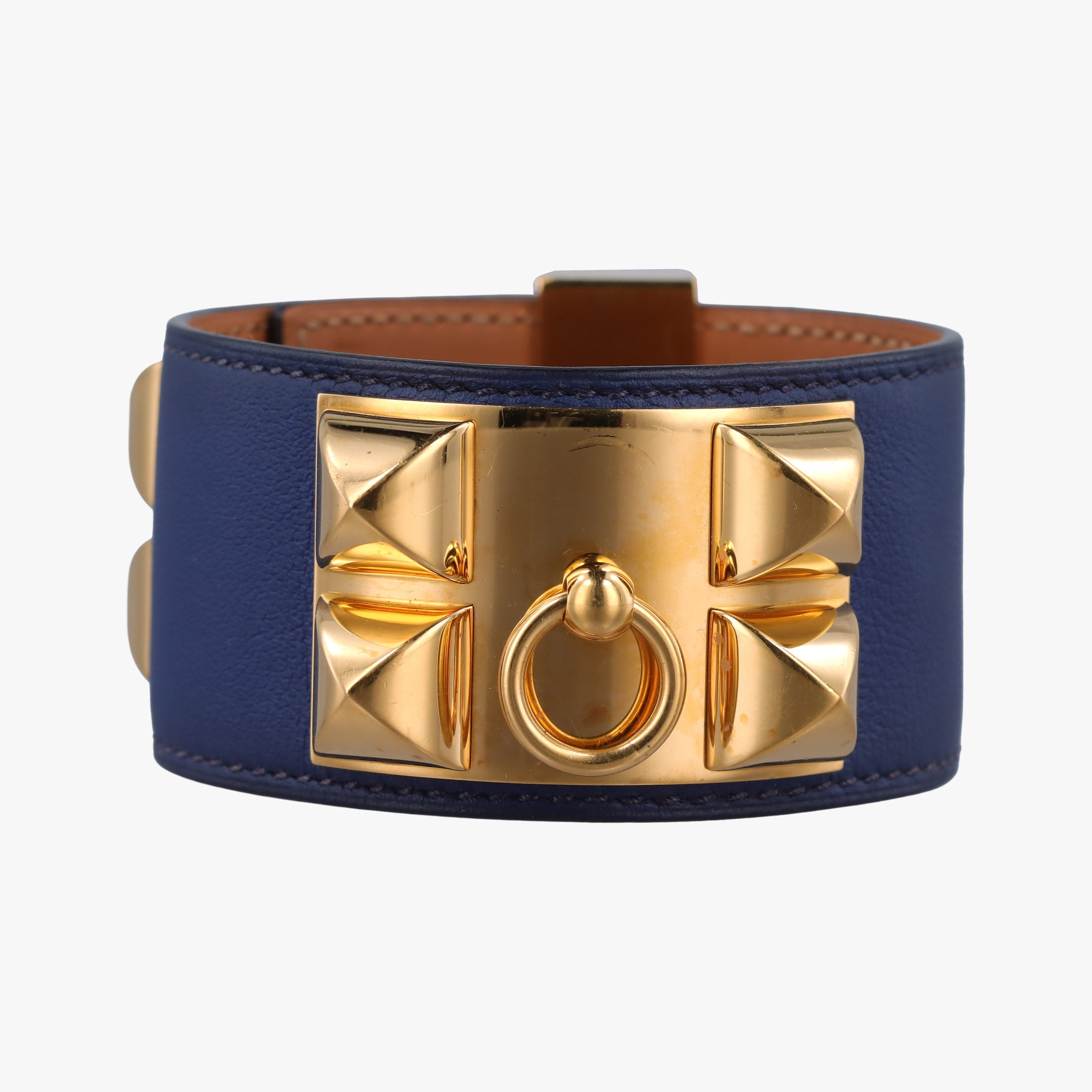 Collier de Chien Blue×golden Leather × GP L SI ▢Qコリエ ド シアン ブルー×ゴールド レザー×GP L SI ▢Q
