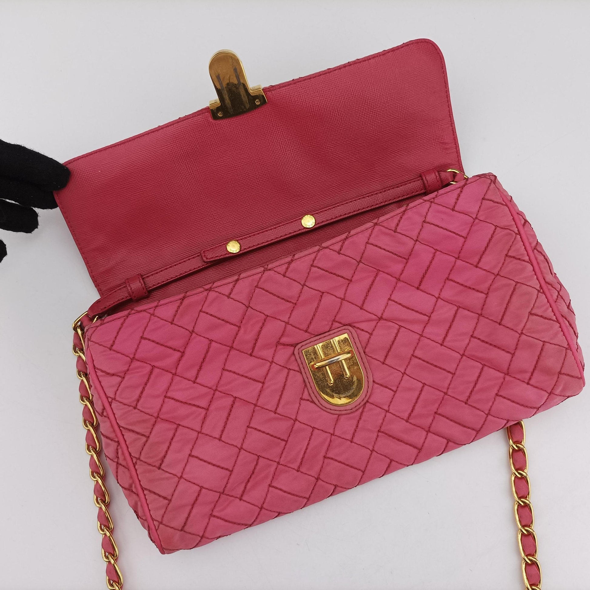 Chain Quilting Flap Pink nylon 194チェーン キルティング フラップ ピンク ナイロン 194