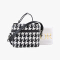 Houndstooth vanity bag Black and White Leather 56-MA-0272千鳥格子バニティバッグ ブラック×ホワイト レザー 56-MA-0272