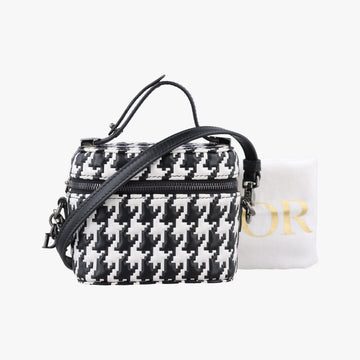 Houndstooth vanity bag Black and White Leather 56-MA-0272千鳥格子バニティバッグ ブラック×ホワイト レザー 56-MA-0272