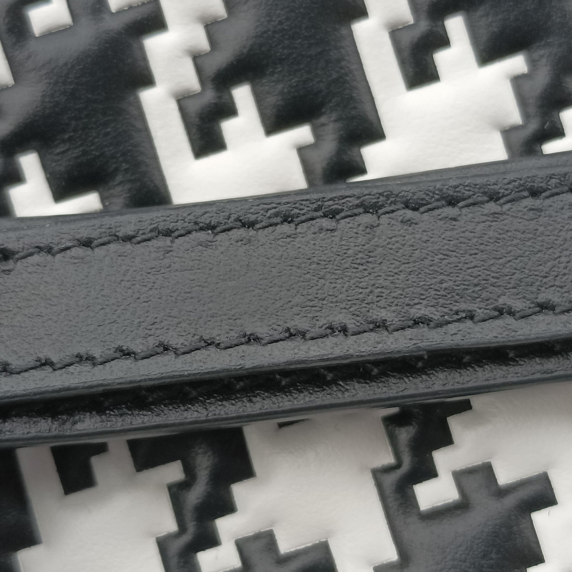 Houndstooth vanity bag Black and White Leather 56-MA-0272千鳥格子バニティバッグ ブラック×ホワイト レザー 56-MA-0272