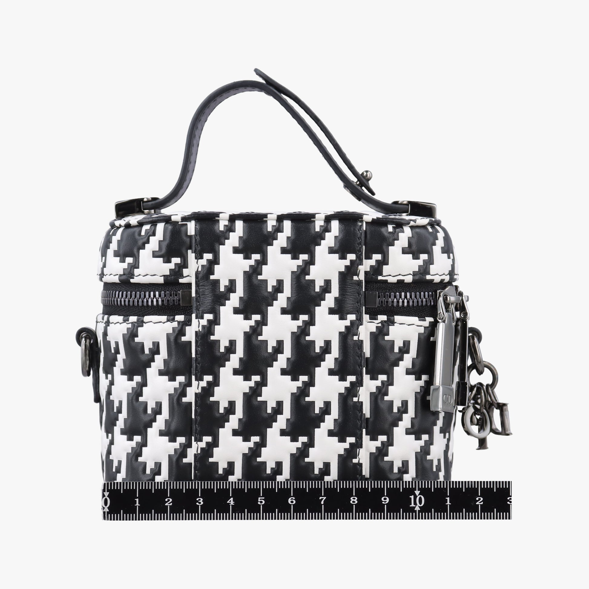 Houndstooth vanity bag Black and White Leather 56-MA-0272千鳥格子バニティバッグ ブラック×ホワイト レザー 56-MA-0272