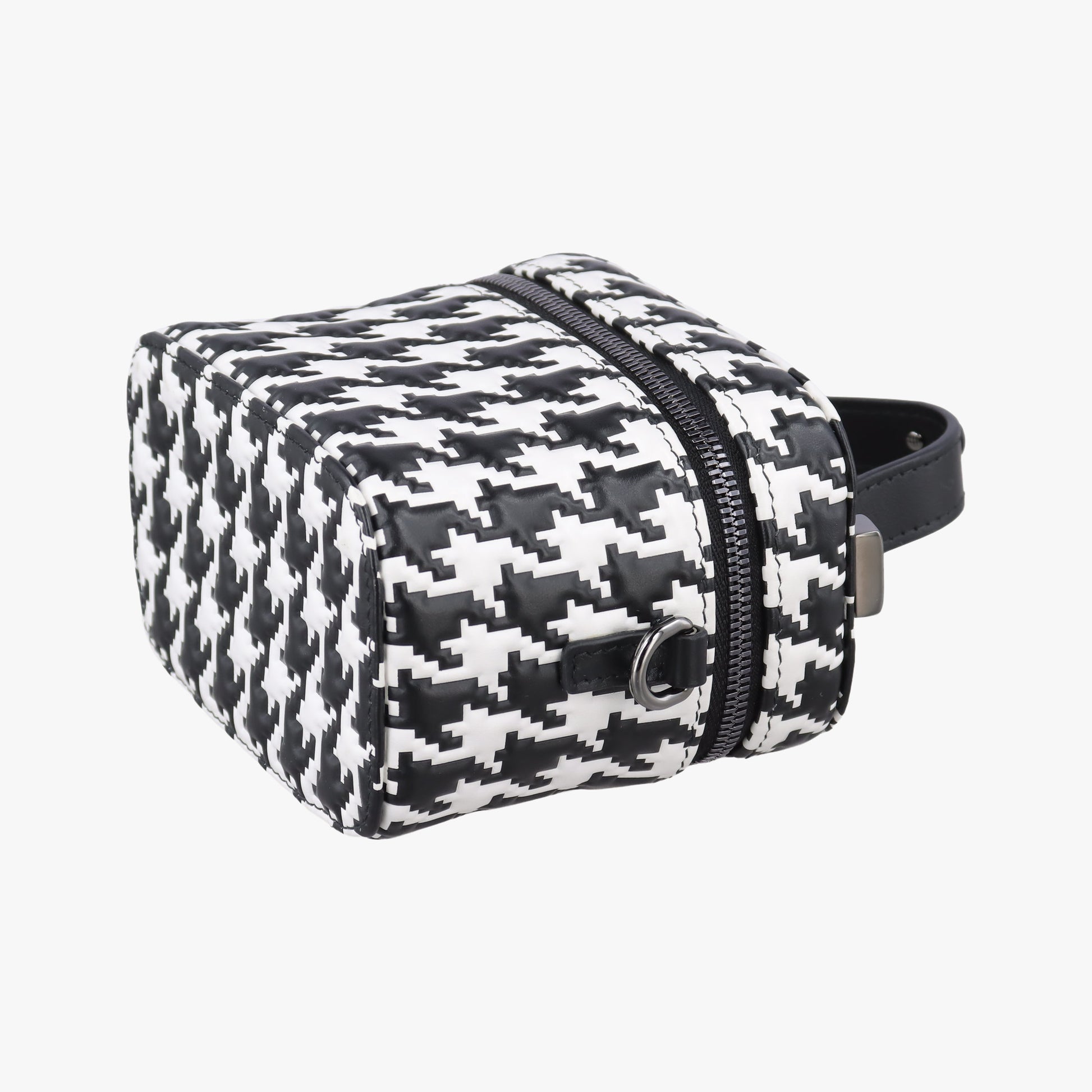 Houndstooth vanity bag Black and White Leather 56-MA-0272千鳥格子バニティバッグ ブラック×ホワイト レザー 56-MA-0272