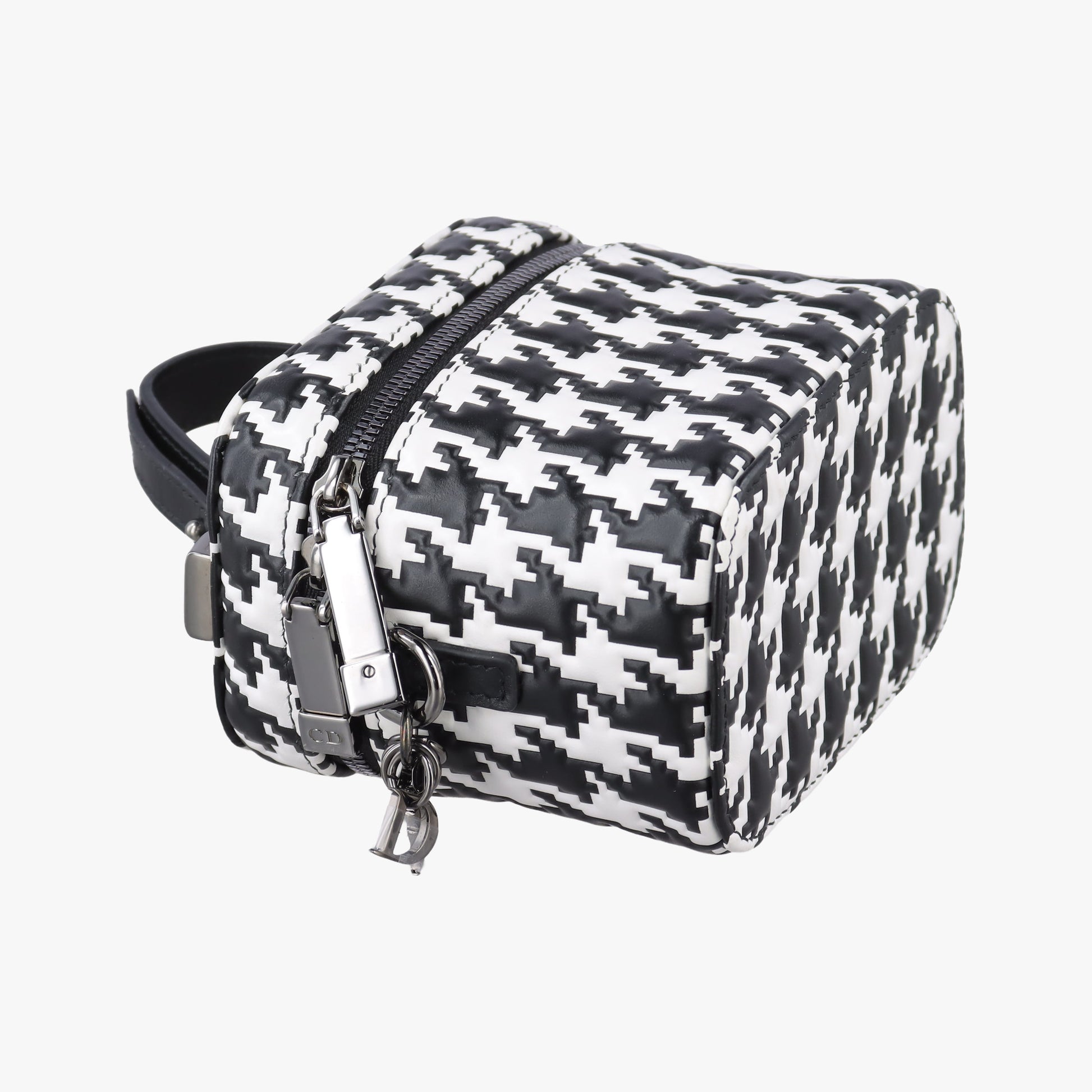 Houndstooth vanity bag Black and White Leather 56-MA-0272千鳥格子バニティバッグ ブラック×ホワイト レザー 56-MA-0272