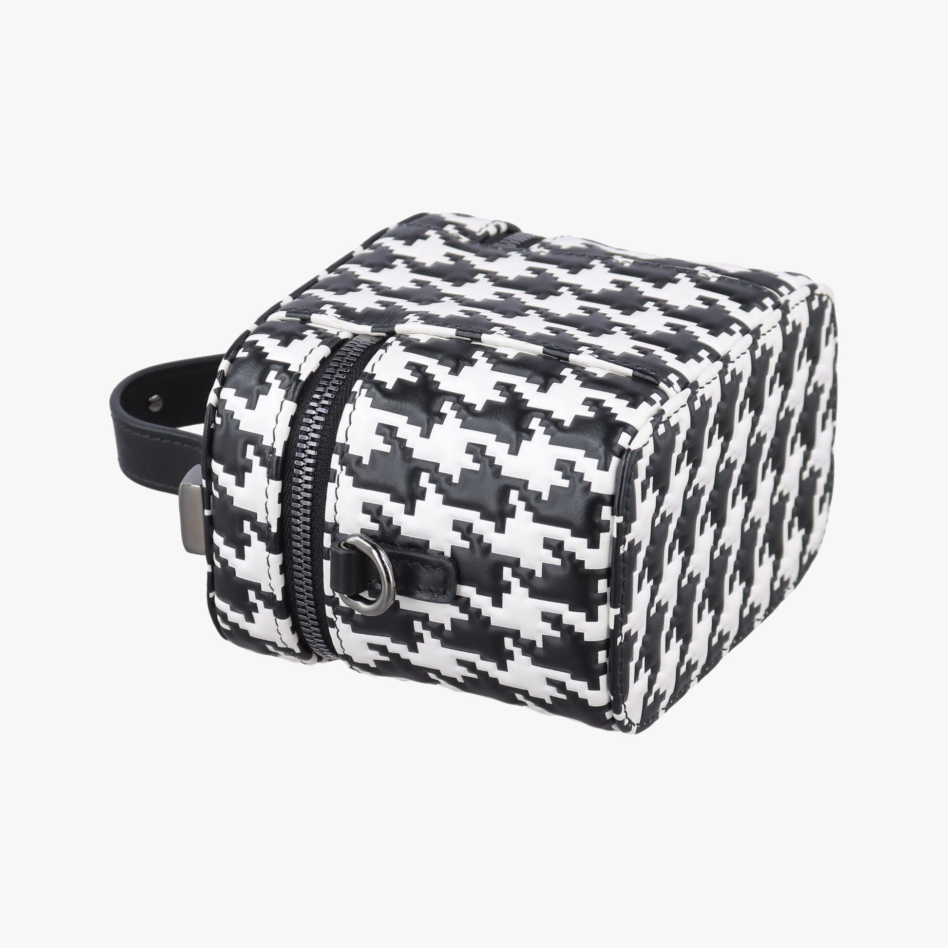 Houndstooth vanity bag Black and White Leather 56-MA-0272千鳥格子バニティバッグ ブラック×ホワイト レザー 56-MA-0272