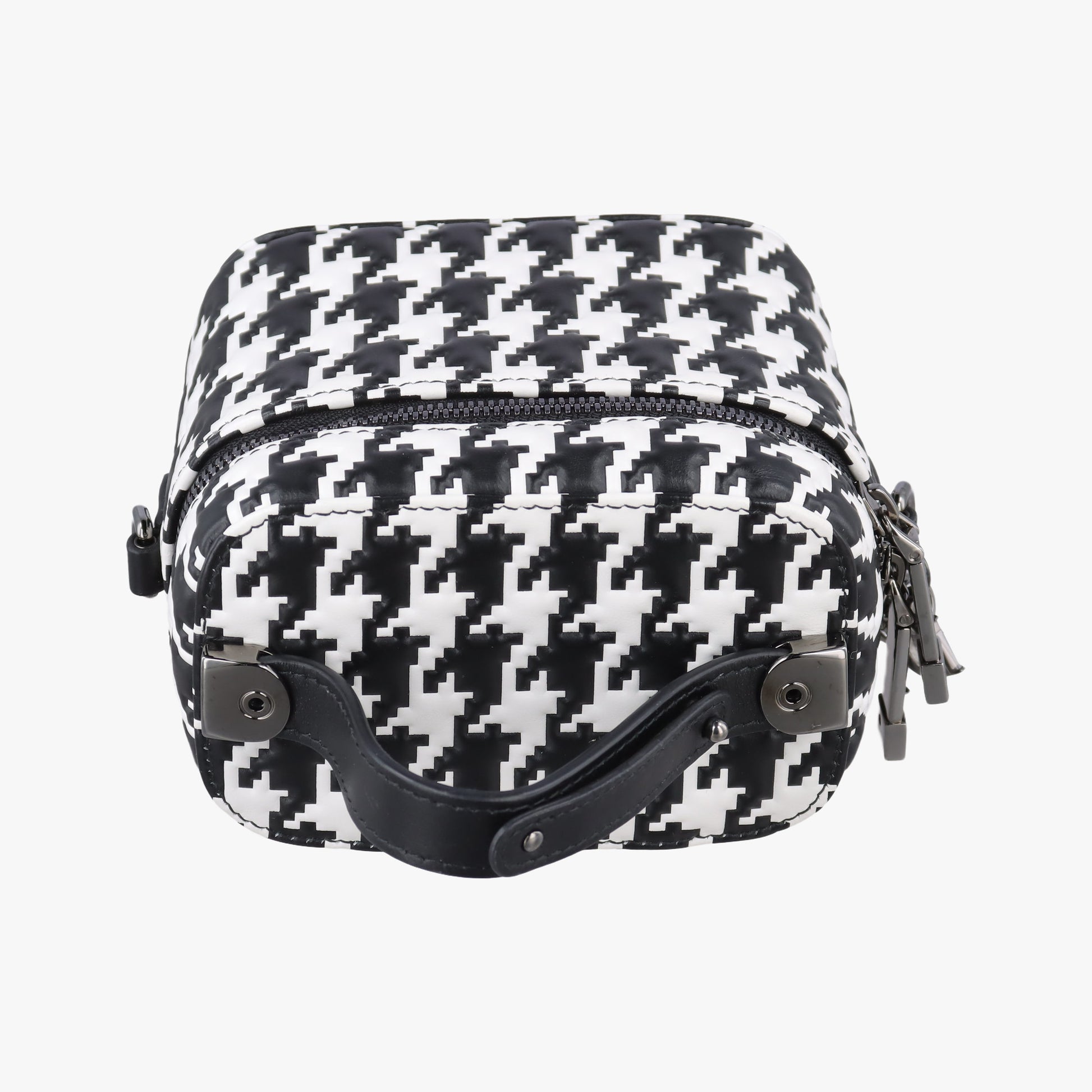 Houndstooth vanity bag Black and White Leather 56-MA-0272千鳥格子バニティバッグ ブラック×ホワイト レザー 56-MA-0272